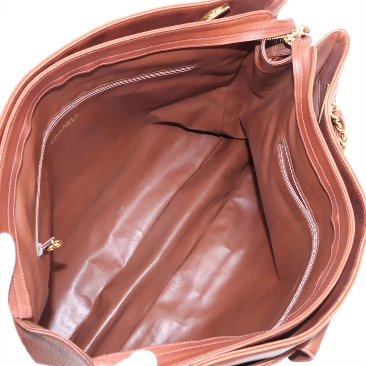 Matelasse Lambskin Chain Tote Bag Brown Gold Hardware 1536385 No. 1 — view 7