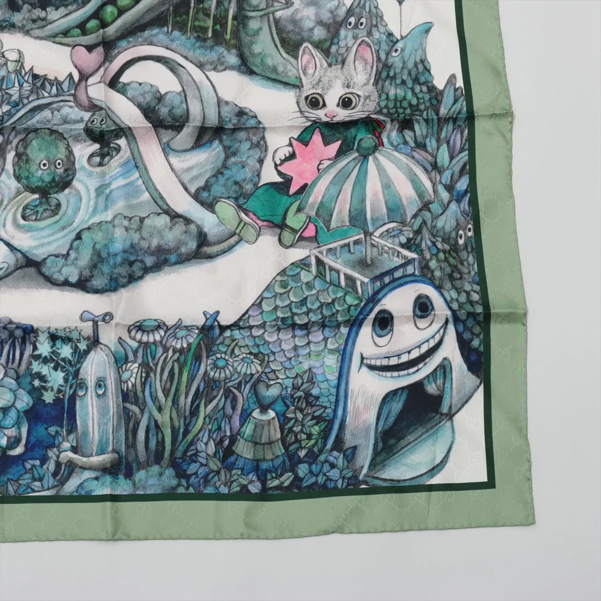 x Yuko Higuchi Scarf Silk Green Thread 863477 Cat Japan Limited — view 4