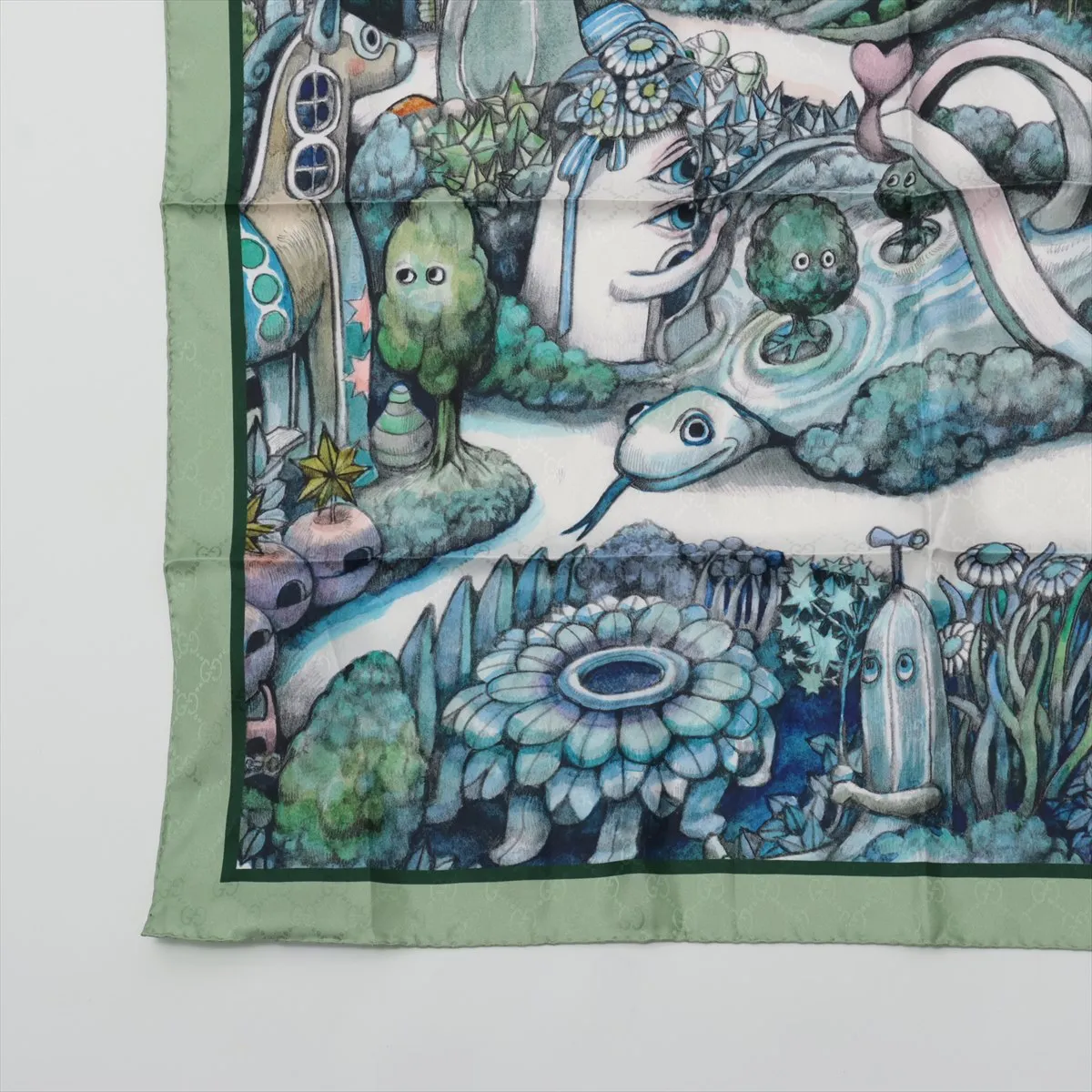 x Yuko Higuchi Scarf Silk Green Thread 863477 Cat Japan Limited — view 5