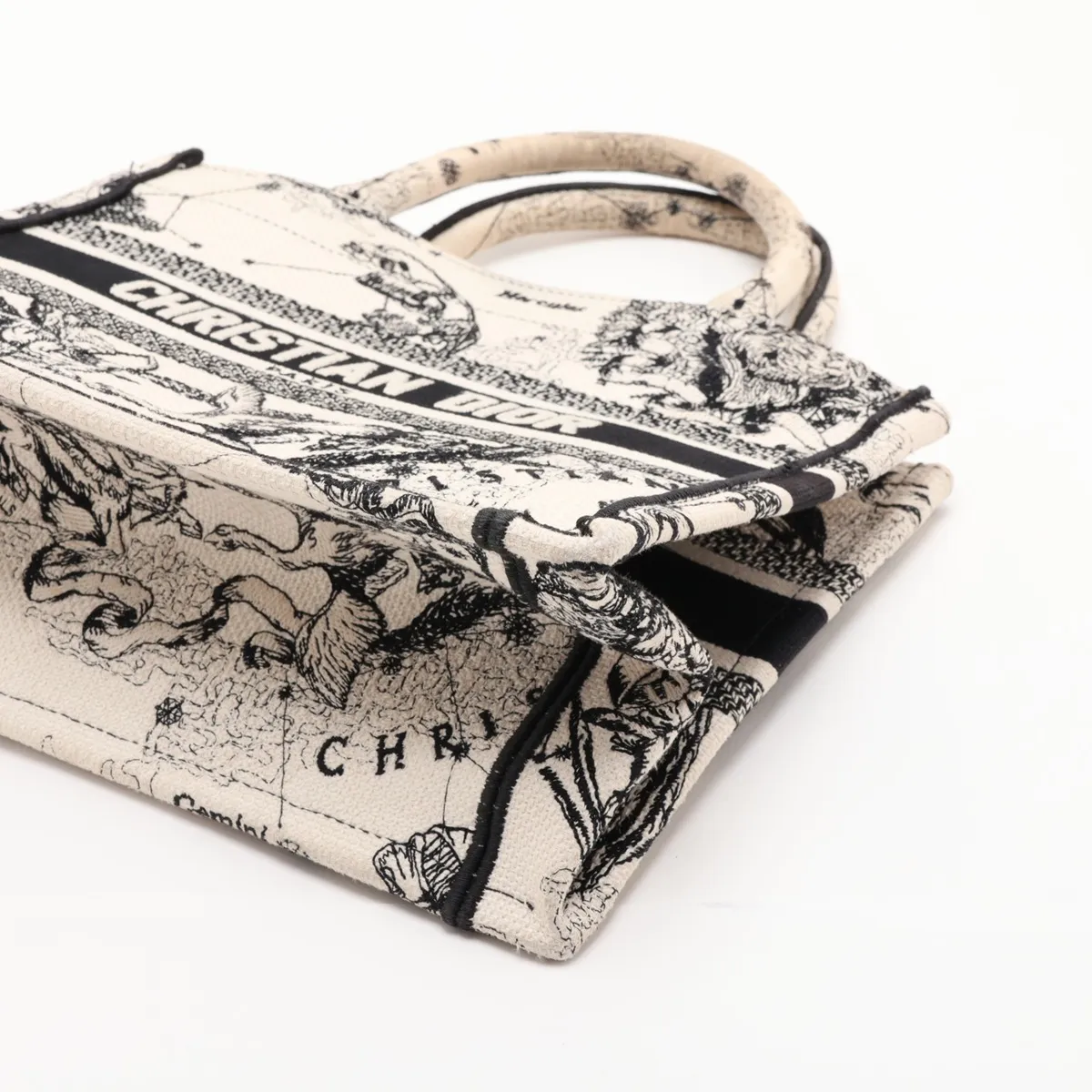 Book Tote Small Canvas Handbag Beige x Black — view 3