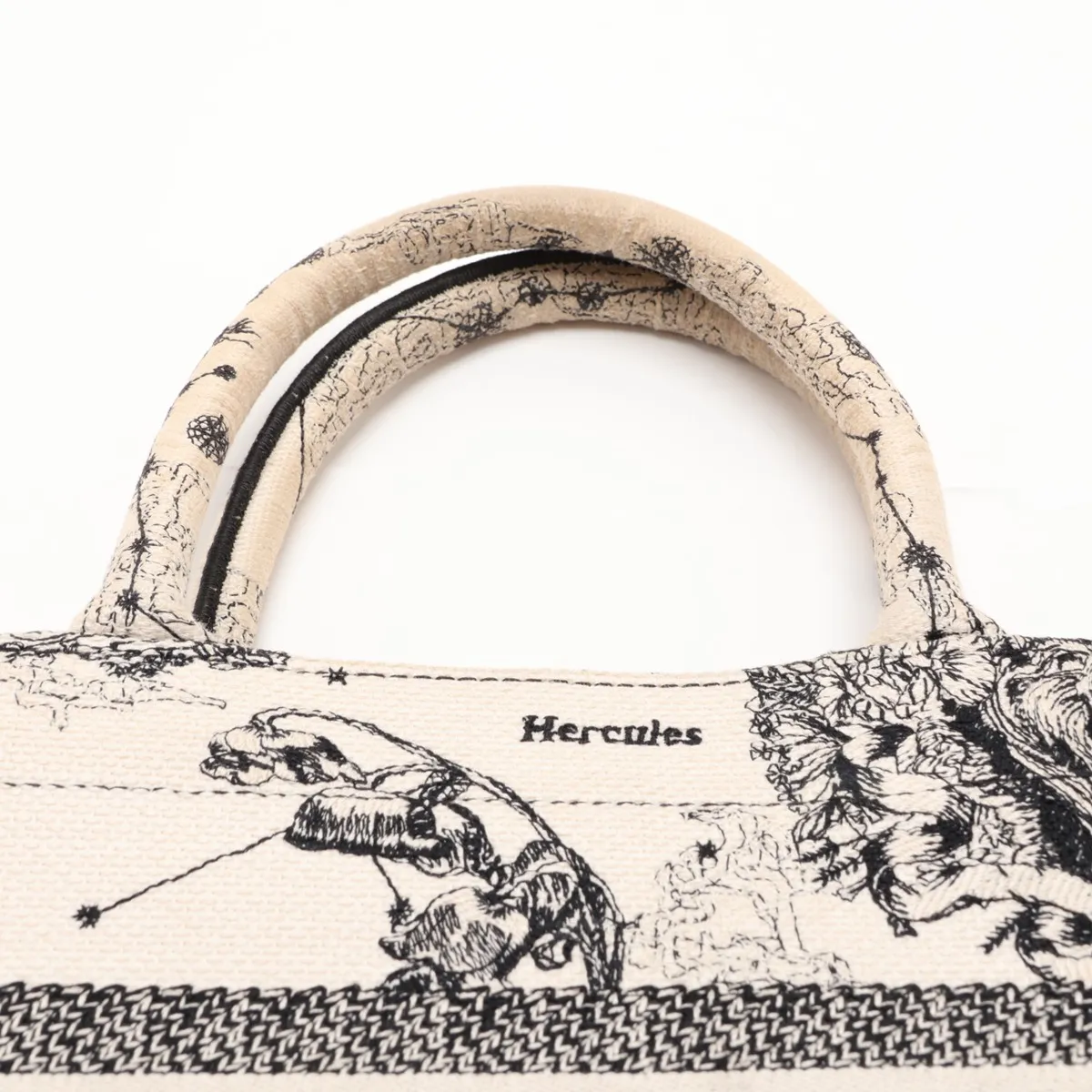 Book Tote Small Canvas Handbag Beige x Black — view 6