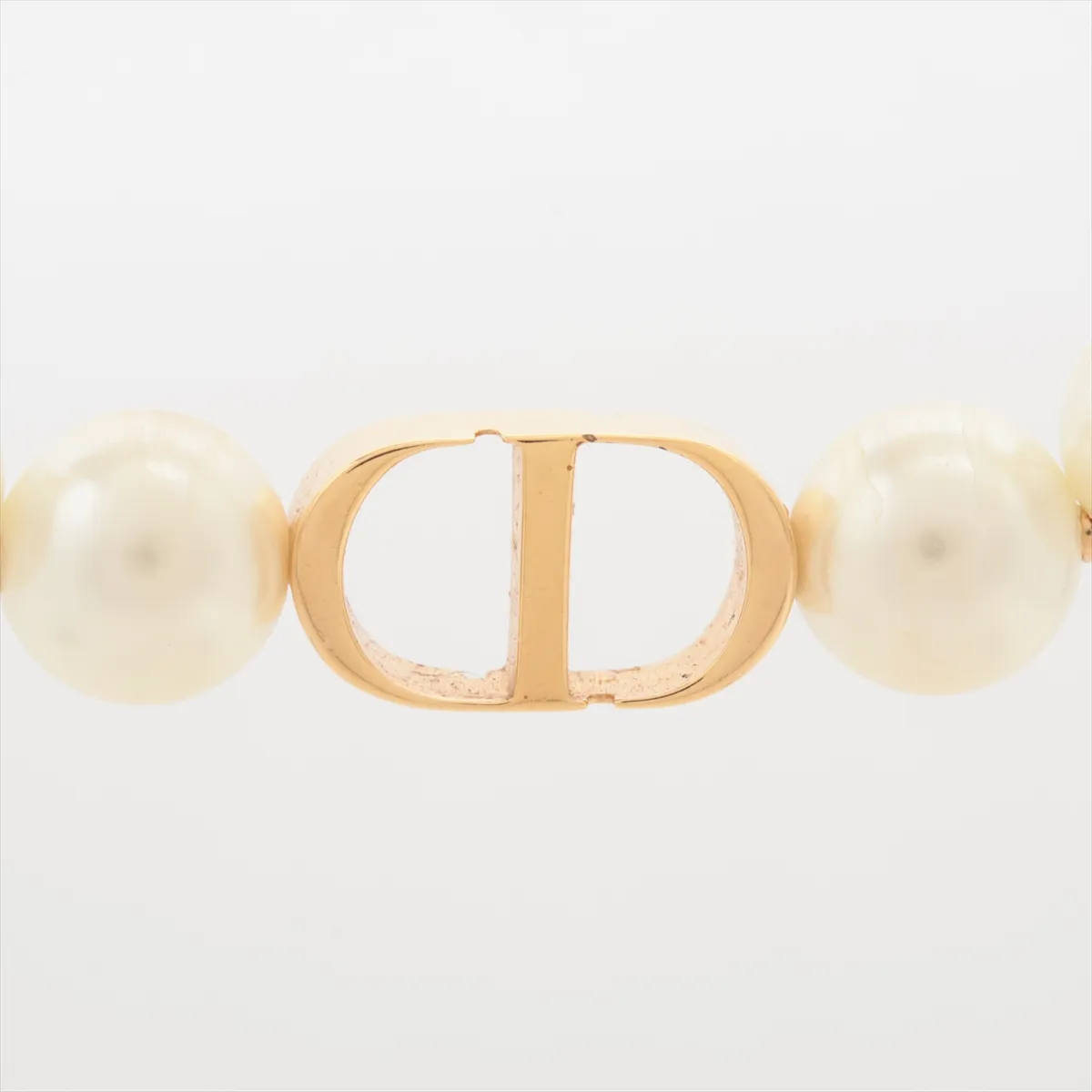 Petit CD necklace, gold-plated with faux pearls. Shows signs of wear, including — view 3