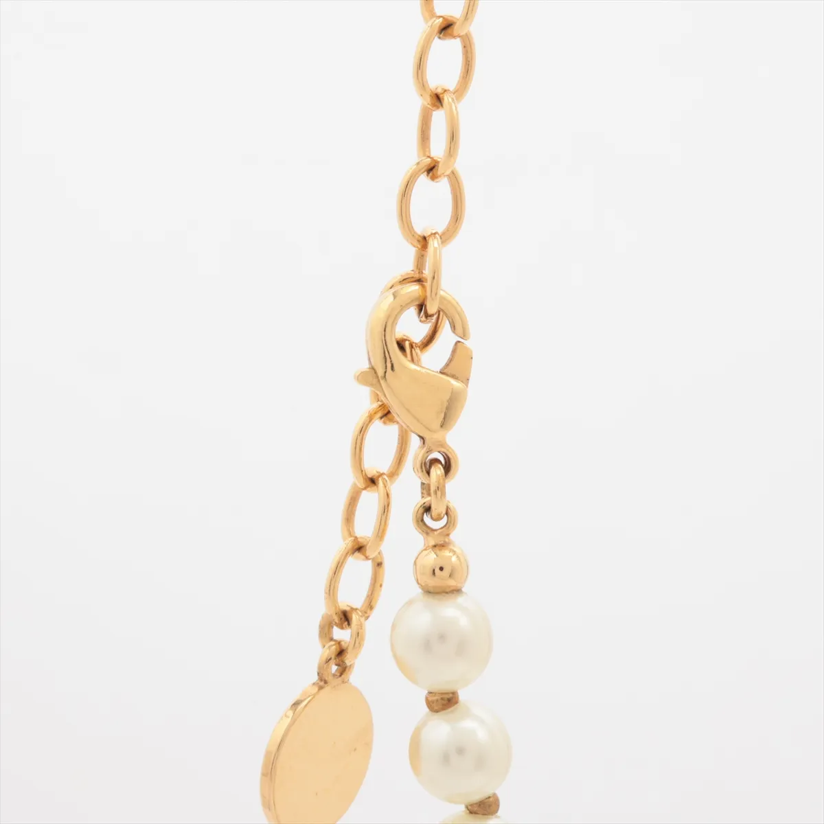 Petit CD necklace, gold-plated with faux pearls. Shows signs of wear, including — view 4
