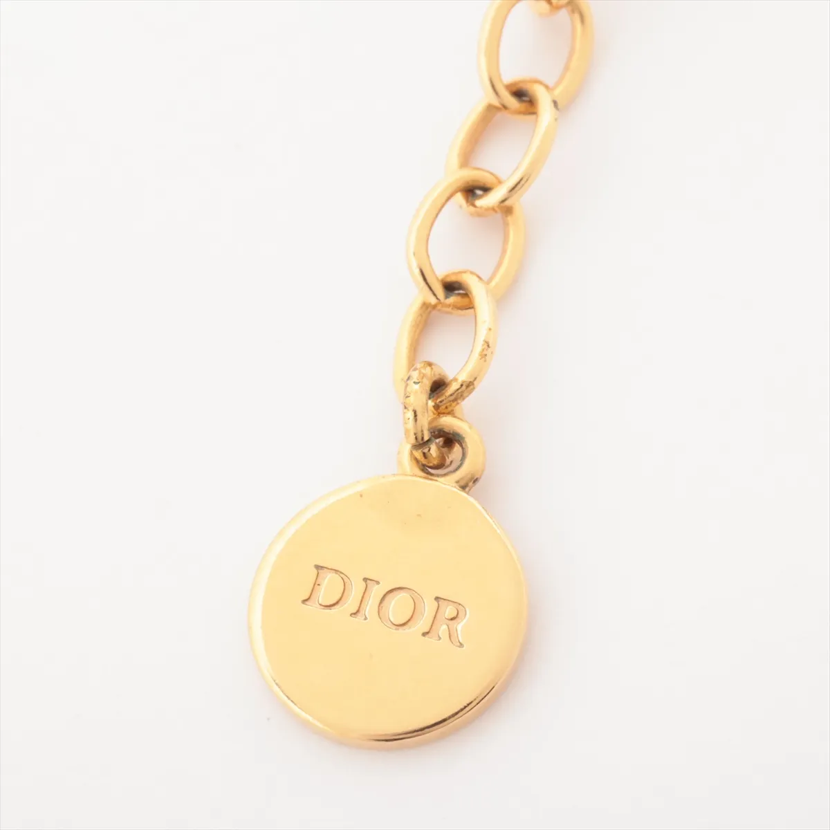 Petit CD necklace, gold-plated with faux pearls. Shows signs of wear, including — view 5