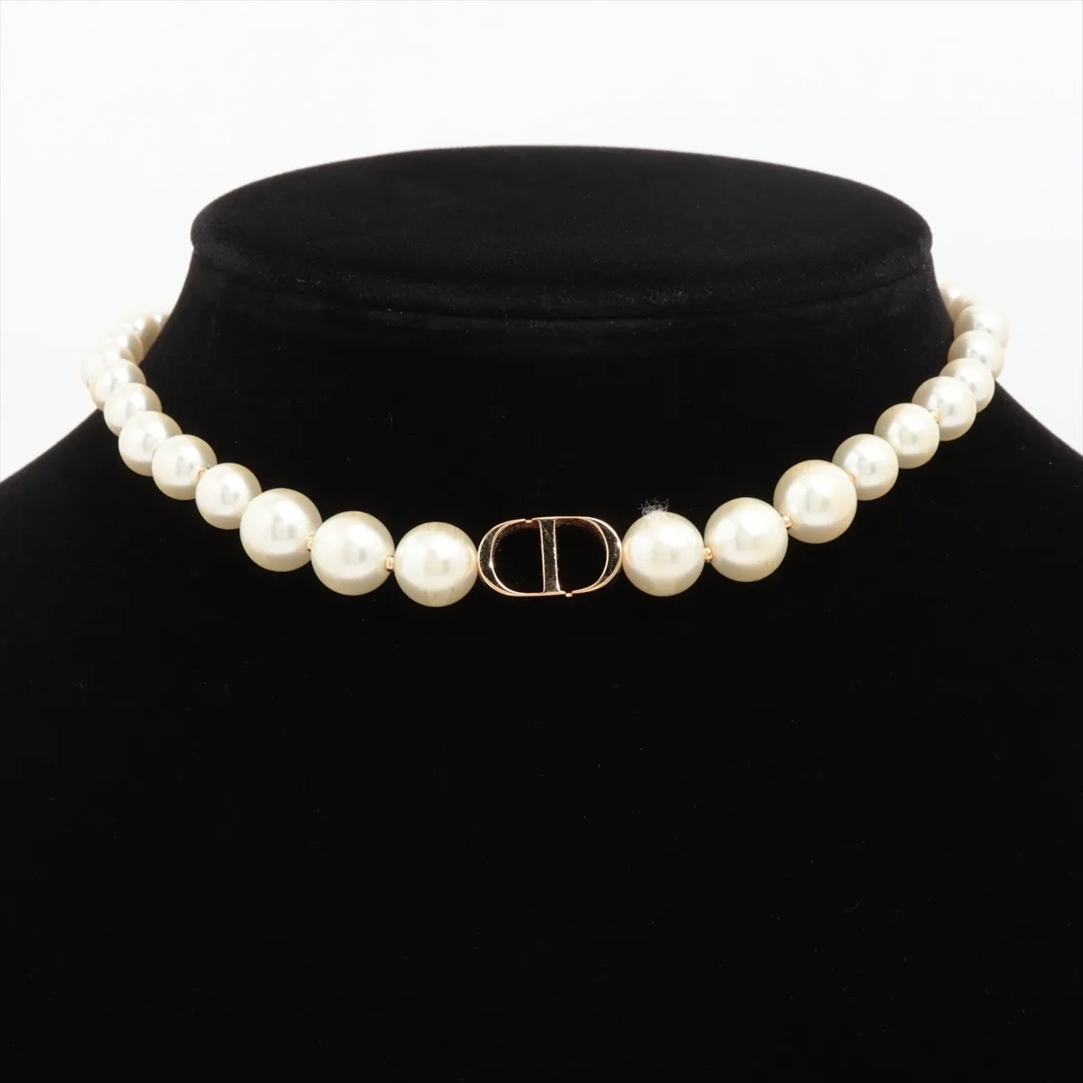 Petit CD necklace, gold-plated with faux pearls. Shows signs of wear, including — view 6