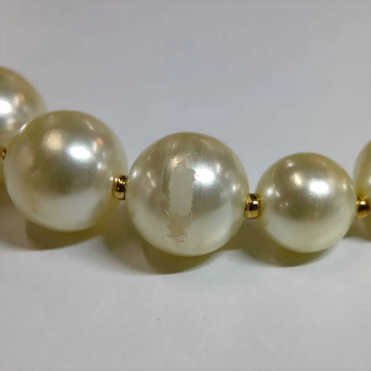 Petit CD necklace, gold-plated with faux pearls. Shows signs of wear, including — view 8