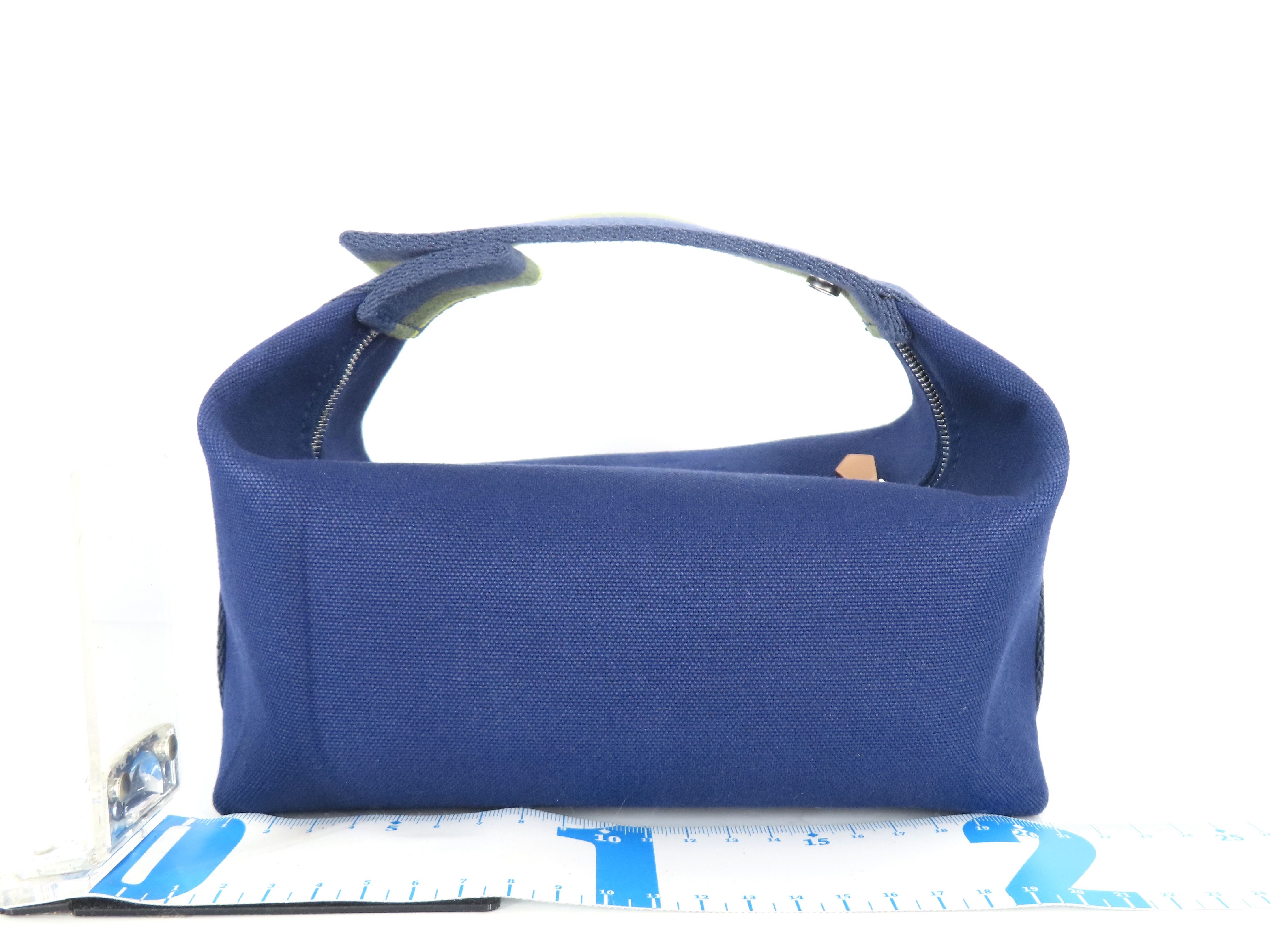 Bride à Black PM Canvas Handbag, Navy x Green, Silver Hardware — view 2