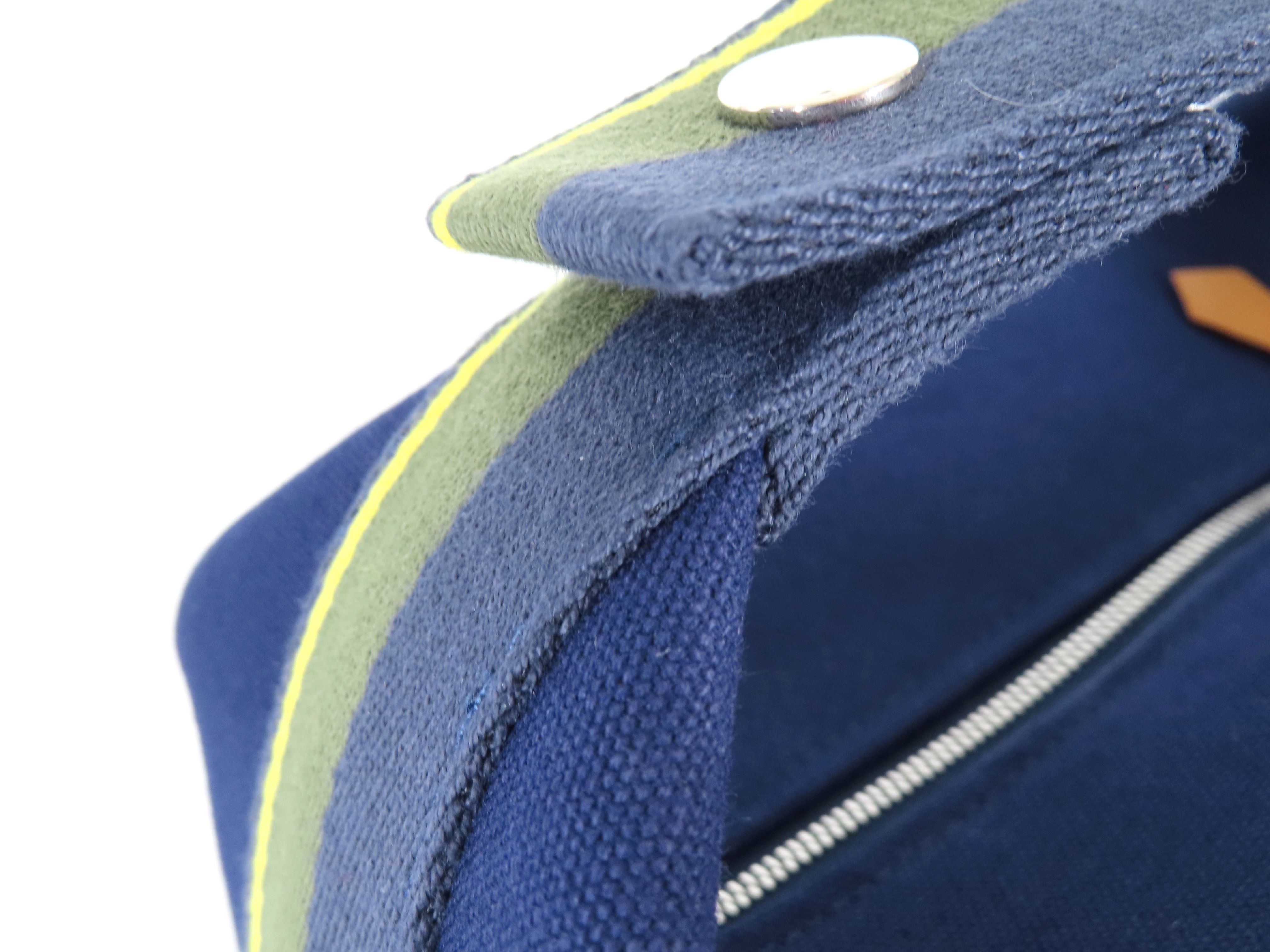 Bride à Black PM Canvas Handbag, Navy x Green, Silver Hardware — view 5