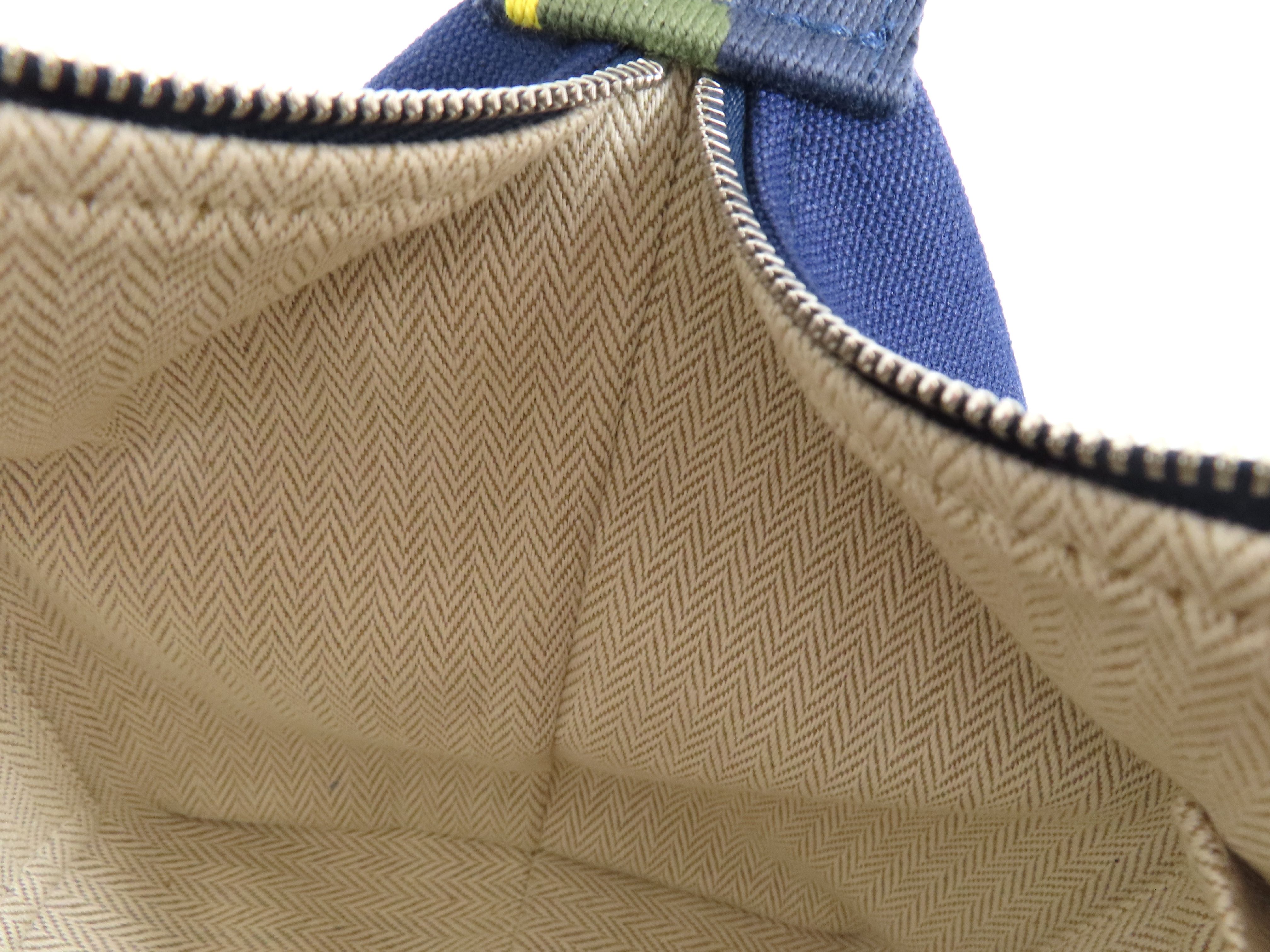 Bride à Black PM Canvas Handbag, Navy x Green, Silver Hardware — view 9