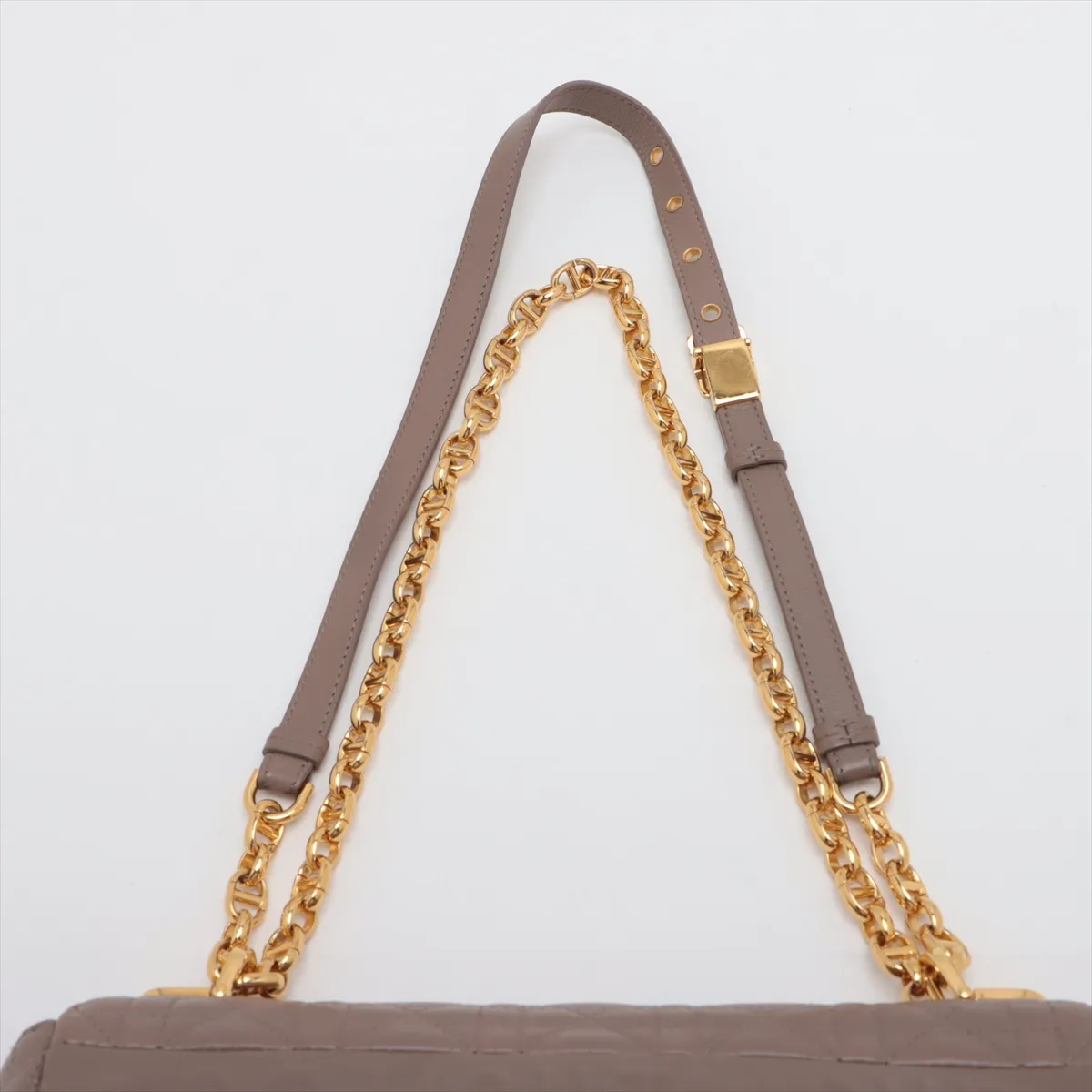 Cannage Caro Leather Chain Shoulder Bag Beige — view 6