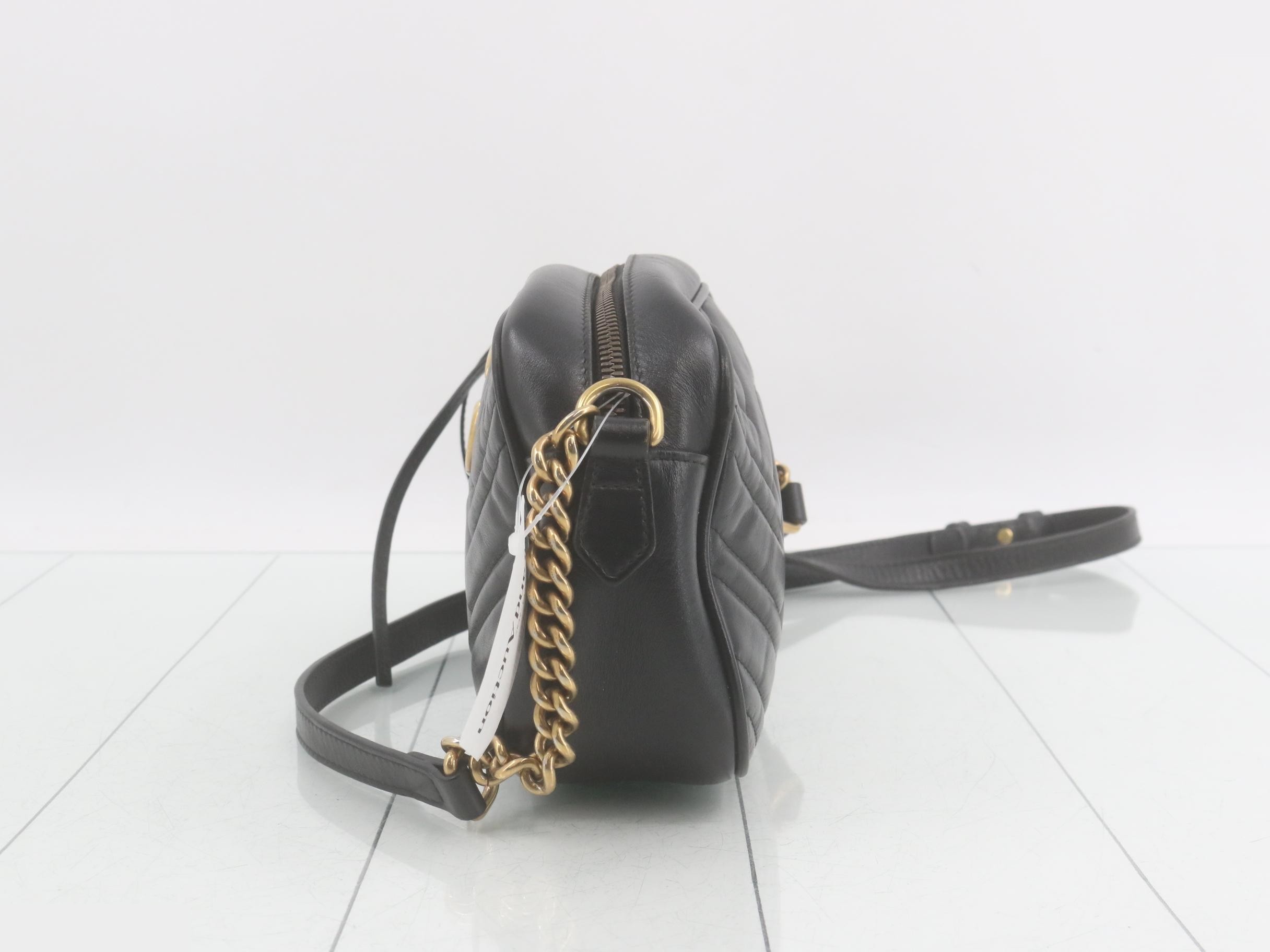 GG Marmont Leather Shoulder Bag, Black — view 3