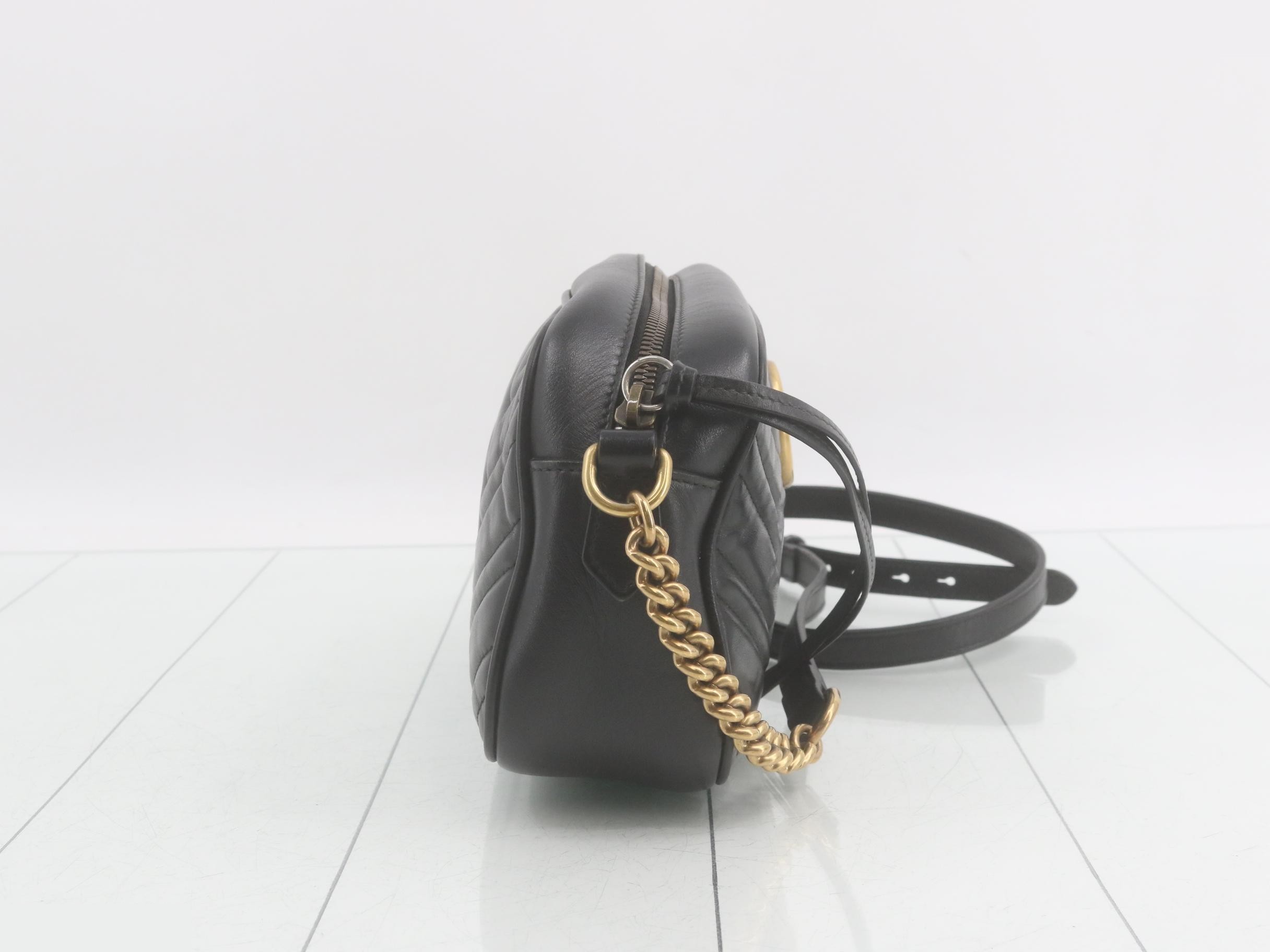 GG Marmont Leather Shoulder Bag, Black — view 4