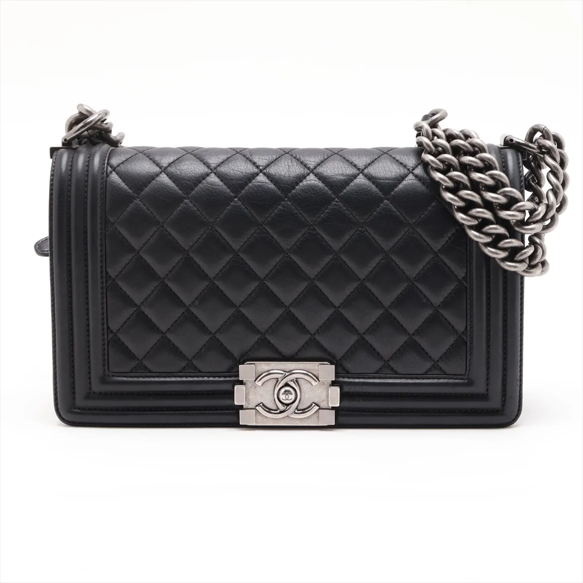 Boy Chanel 25 Lambskin Chain Shoulder Bag, Black with Gunmetal Hardware, 19454746, Serial Number 19, A67086