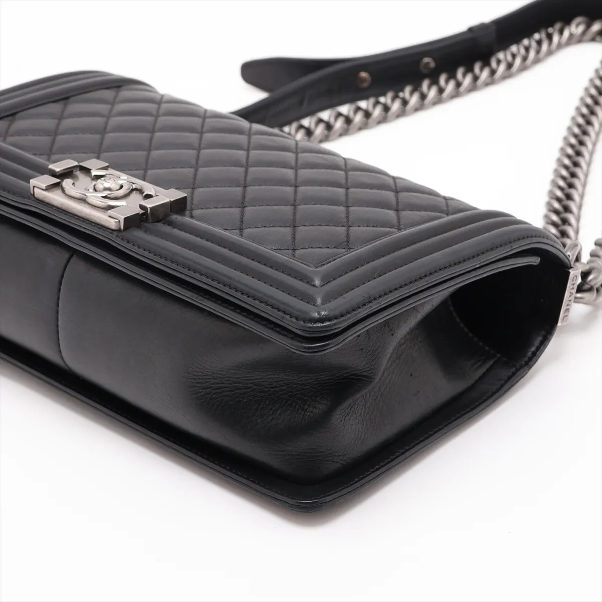 Boy Chanel 25 Lambskin Chain Shoulder Bag, Black with Gunmetal Hardware, 19454746, Serial Number 19, A67086 — view 3