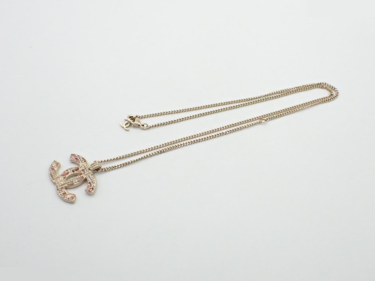 Coco Mark Rhinestone Faux Pearl Necklace, Gold — view 3