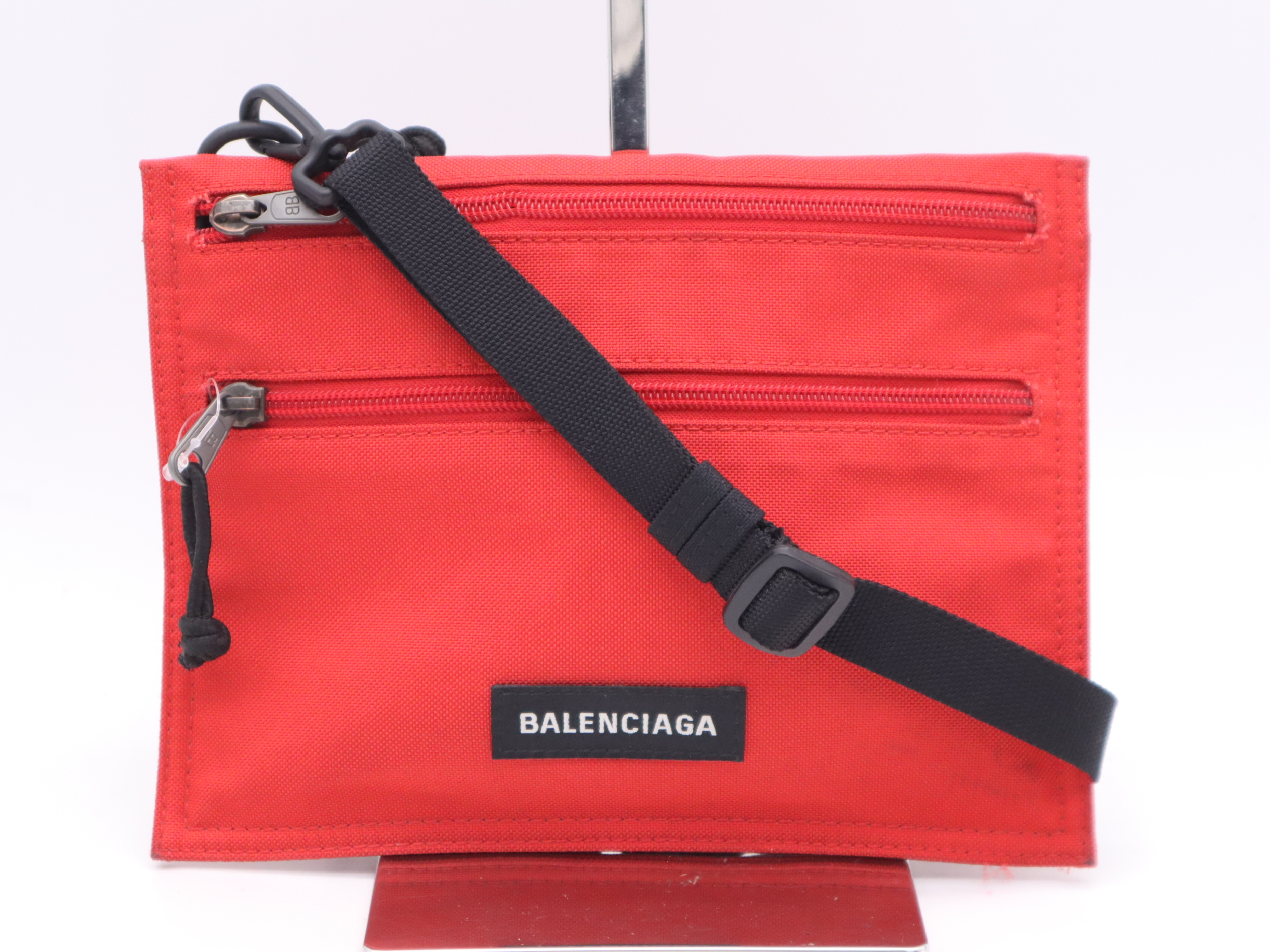 Canvas Logo Shoulder Bag (Red & Black) with Shoulder Strap