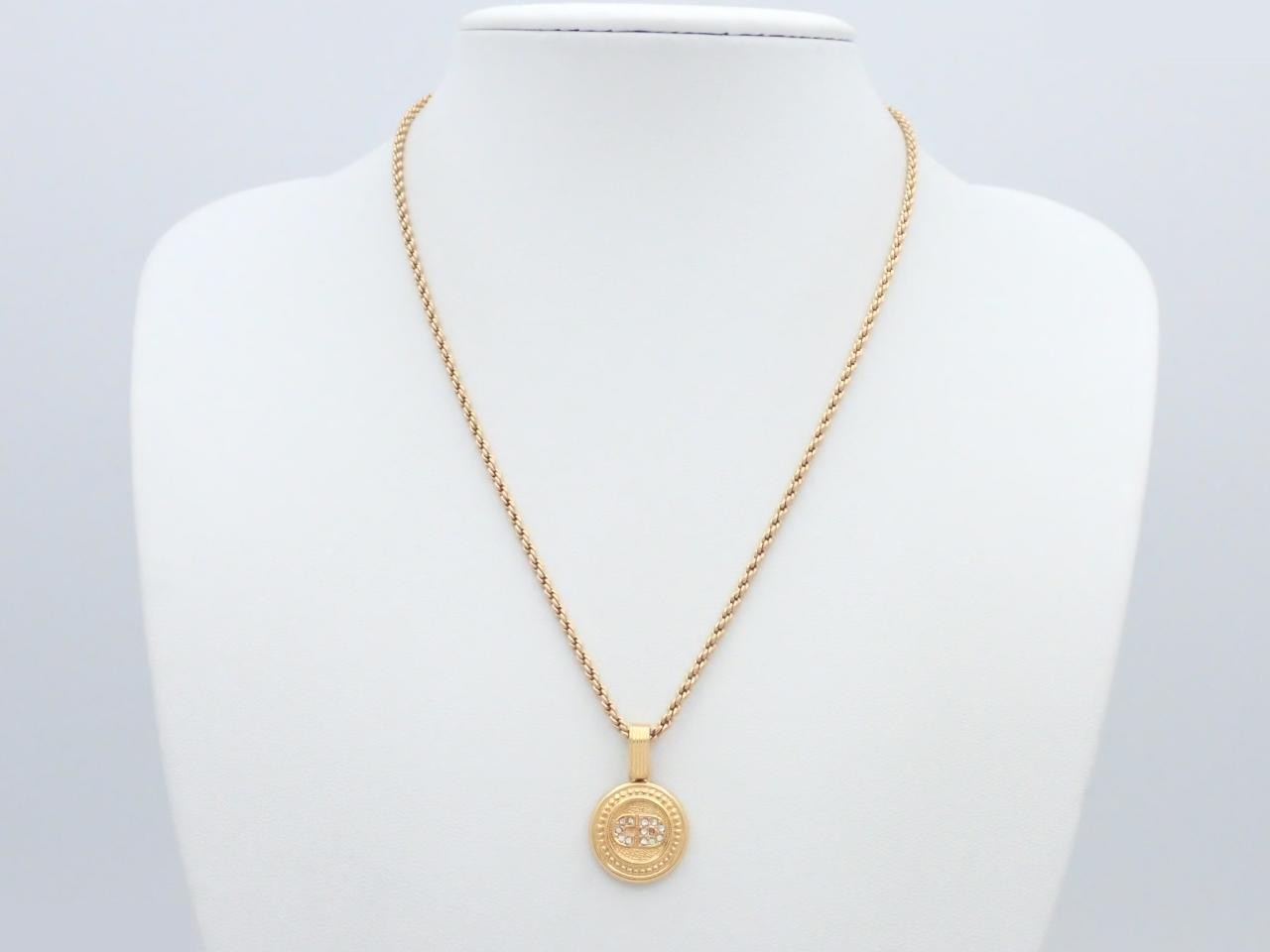 CD logo coin motif necklace, chain approximately 44cm — view 3