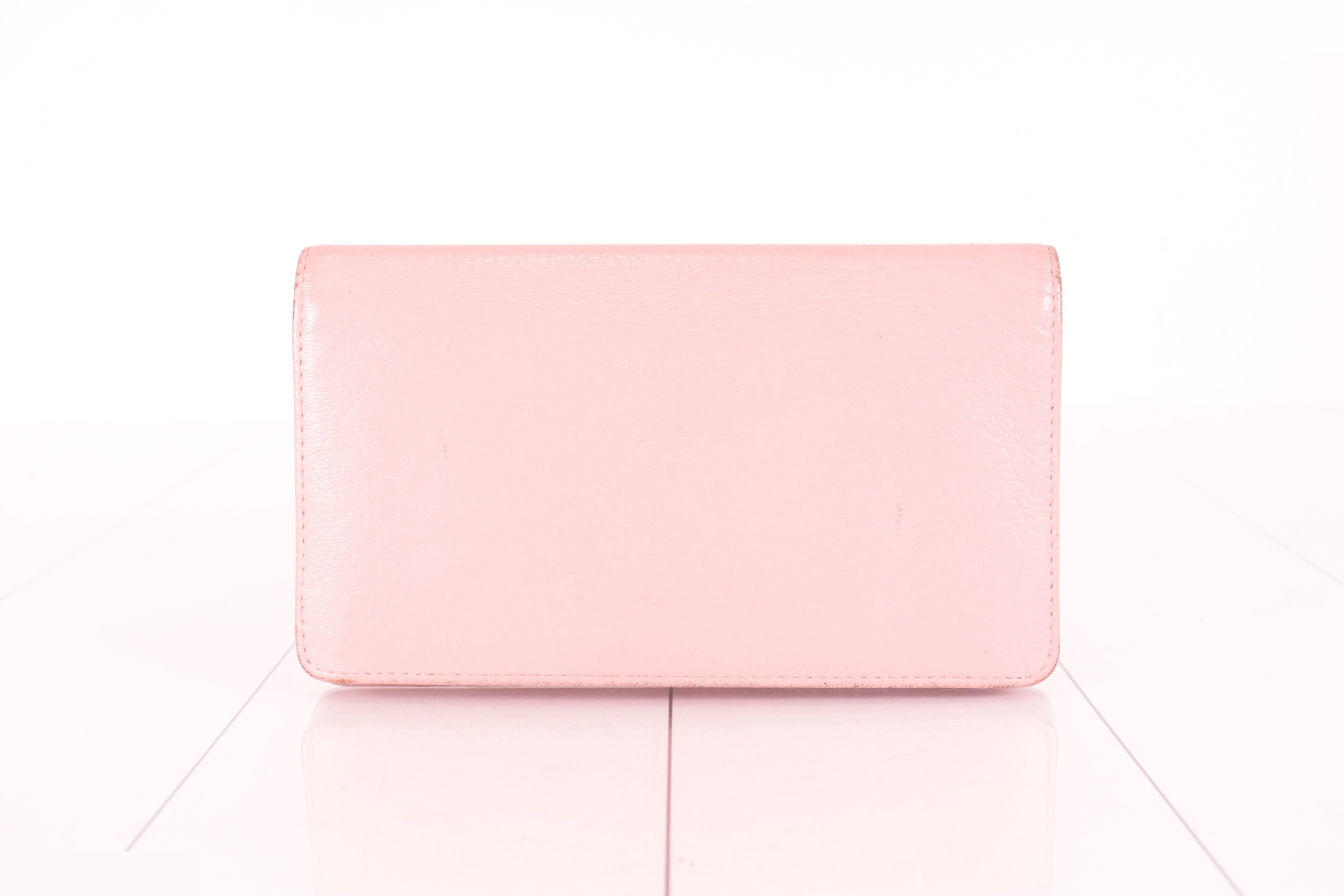 Coco Mark Lambskin Long Wallet, Pink — view 2