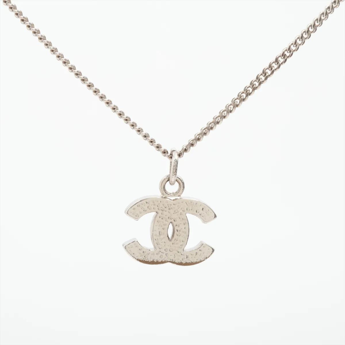 Coco Mark 07V Necklace, Metal x Rhinestone, Silver. Shows wear, tarnishing, — view 2