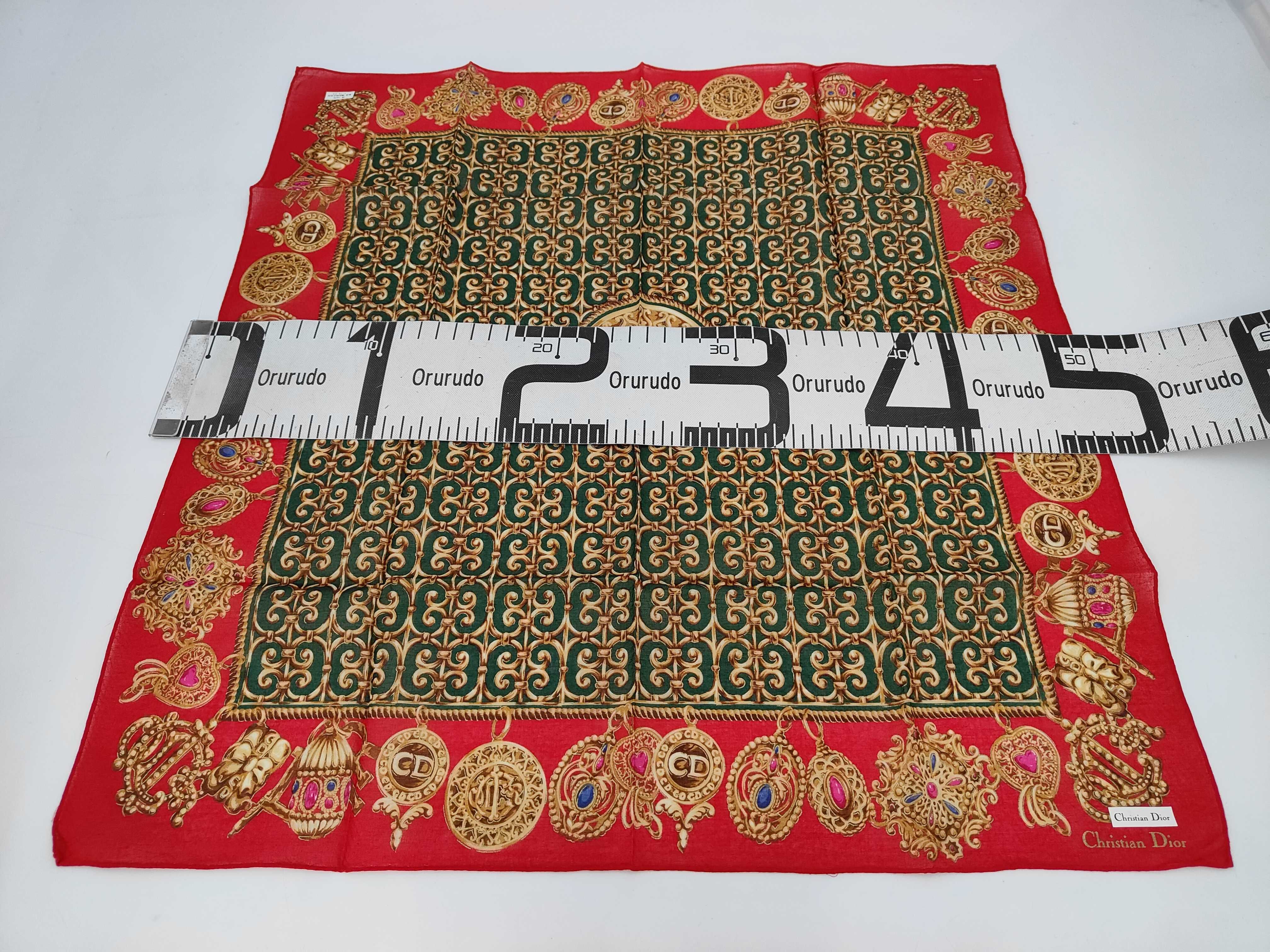 handkerchief scarf with sticker, logo, emblem, jewel pattern, heart, and other accessories. — view 2