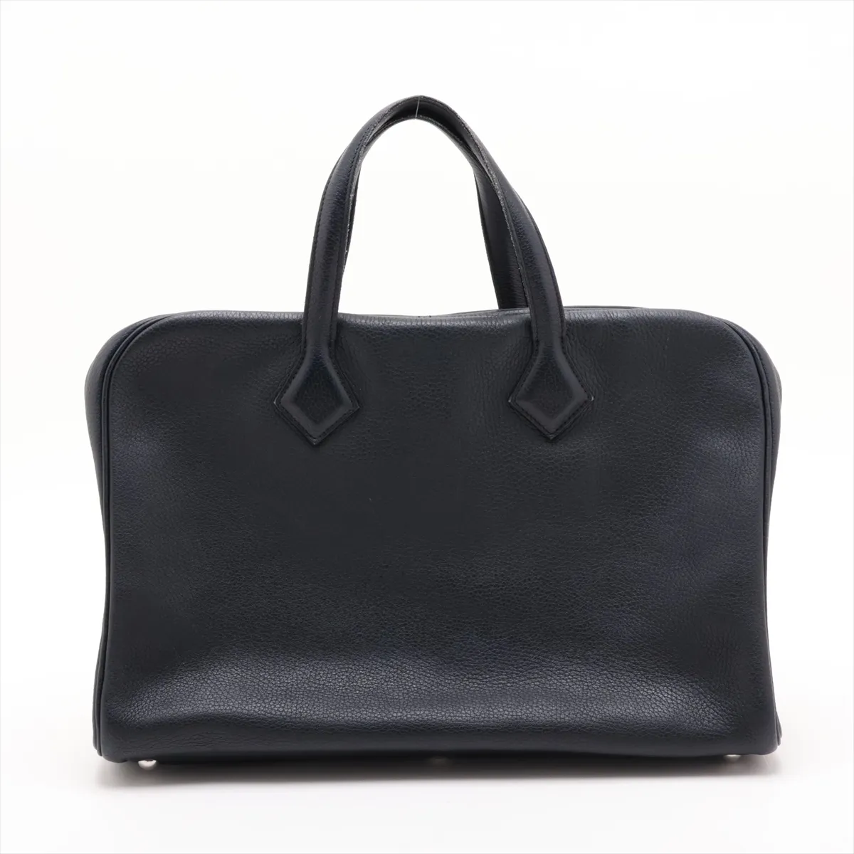 Hermès Victoria 40, Taurillon Clemence leather, Blue Nuit, silver hardware. (T: 2015)