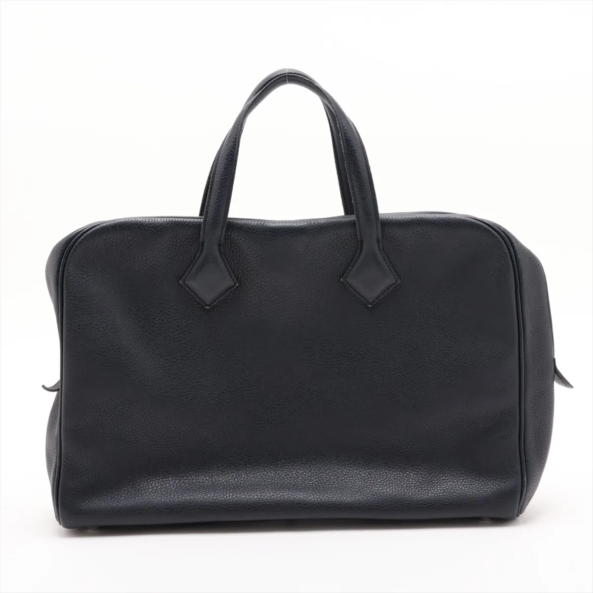 Hermès Victoria 40, Taurillon Clemence leather, Blue Nuit, silver hardware. (T: 2015) — view 2
