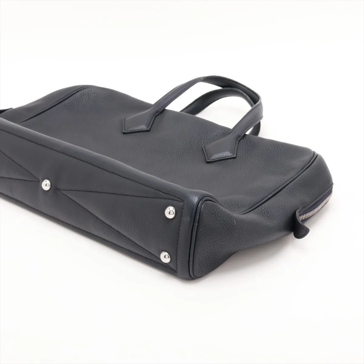Hermès Victoria 40, Taurillon Clemence leather, Blue Nuit, silver hardware. (T: 2015) — view 3