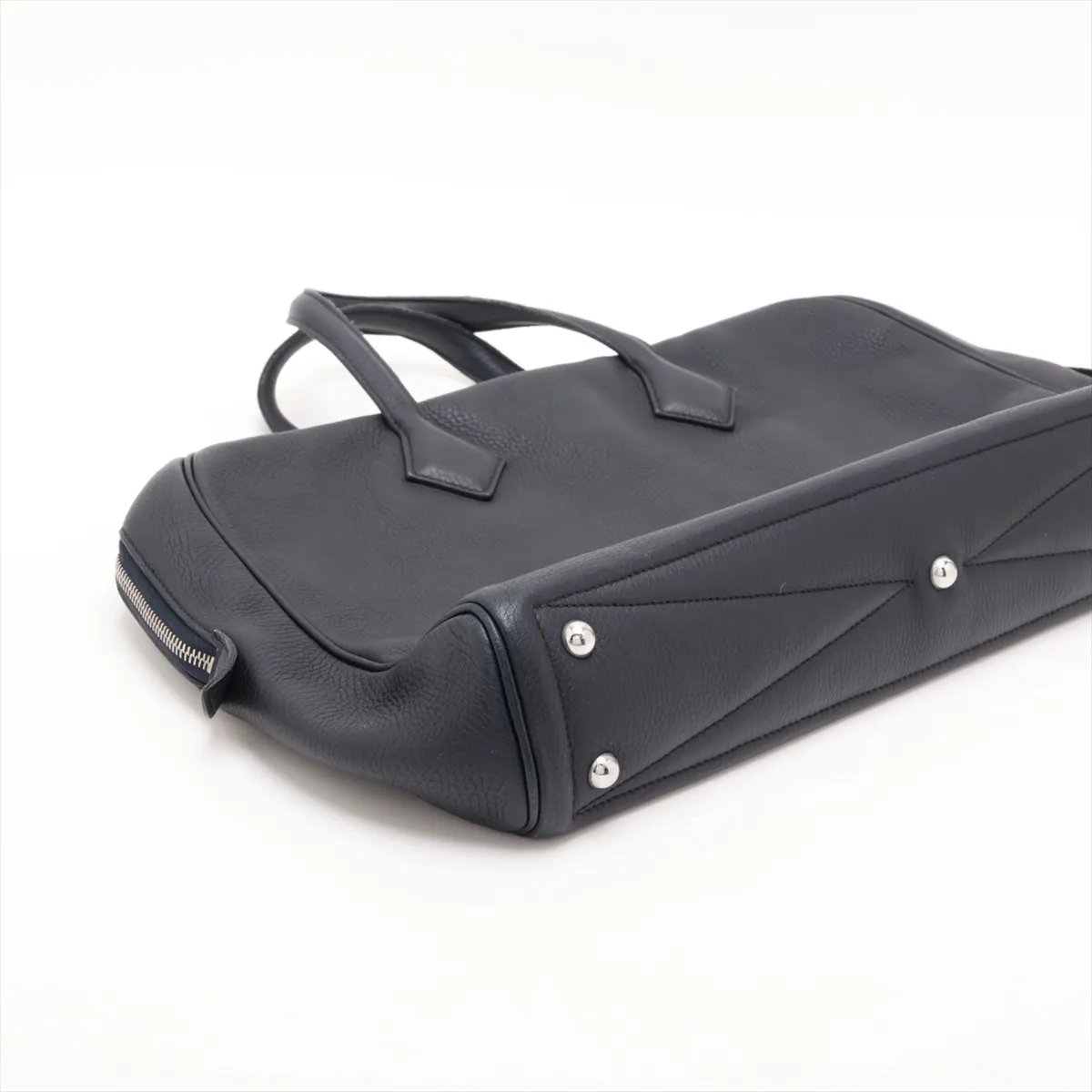 Hermès Victoria 40, Taurillon Clemence leather, Blue Nuit, silver hardware. (T: 2015) — view 4
