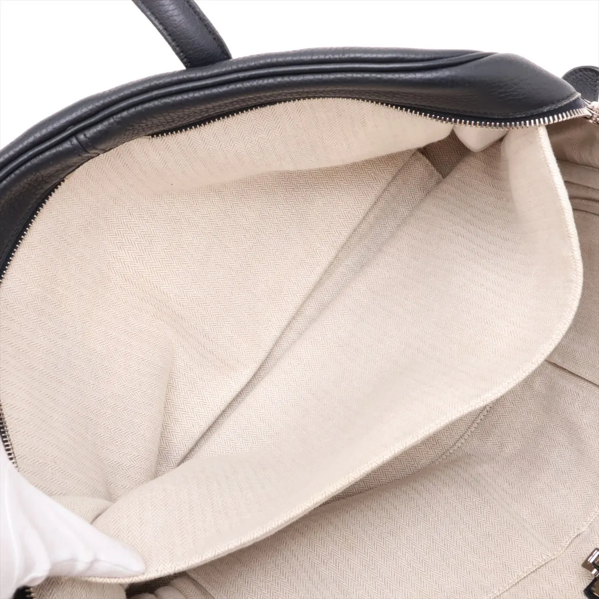 Hermès Victoria 40, Taurillon Clemence leather, Blue Nuit, silver hardware. (T: 2015) — view 8