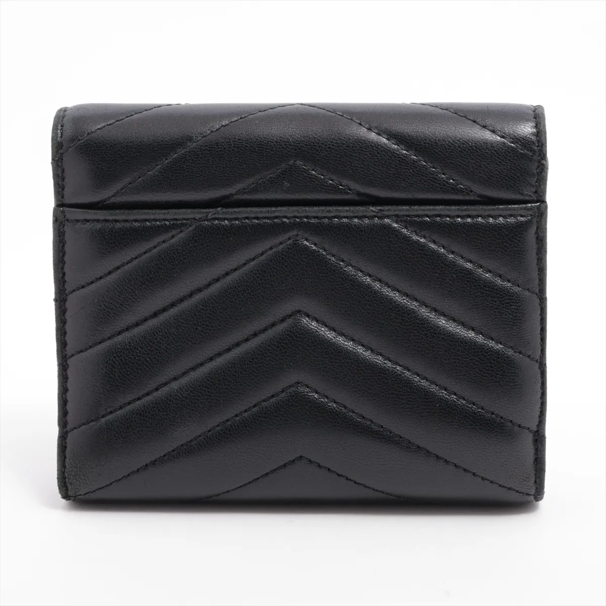 V-stitch BND403943 Leather Compact Wallet, Black — view 2