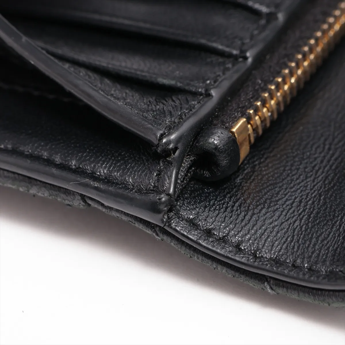V-stitch BND403943 Leather Compact Wallet, Black — view 8