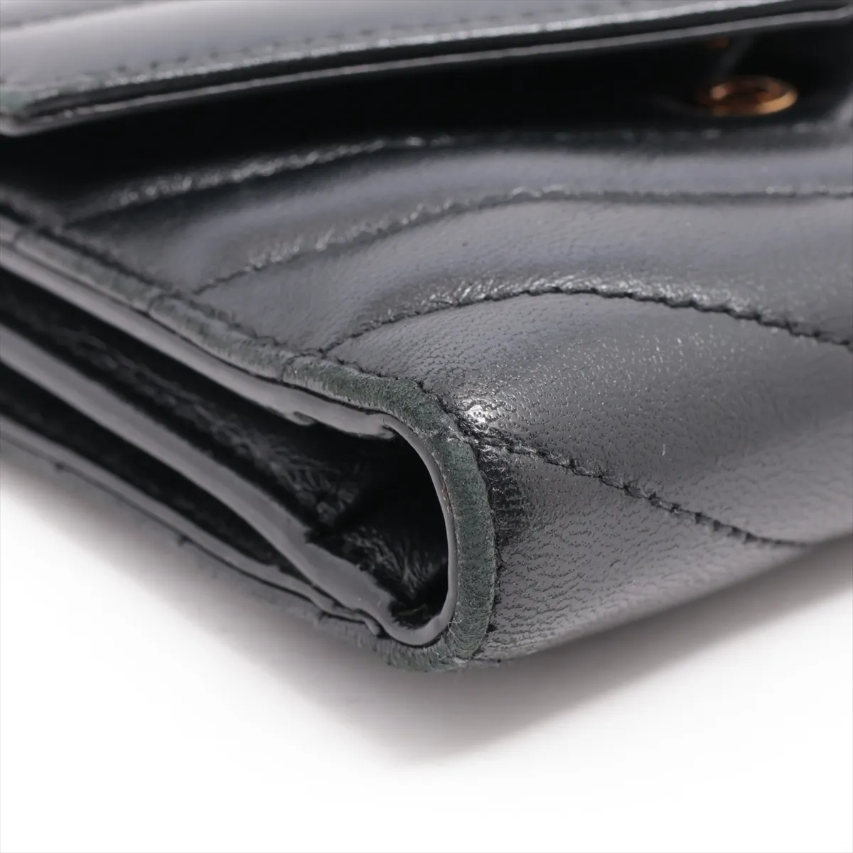 V-stitch BND403943 Leather Compact Wallet, Black — view 9