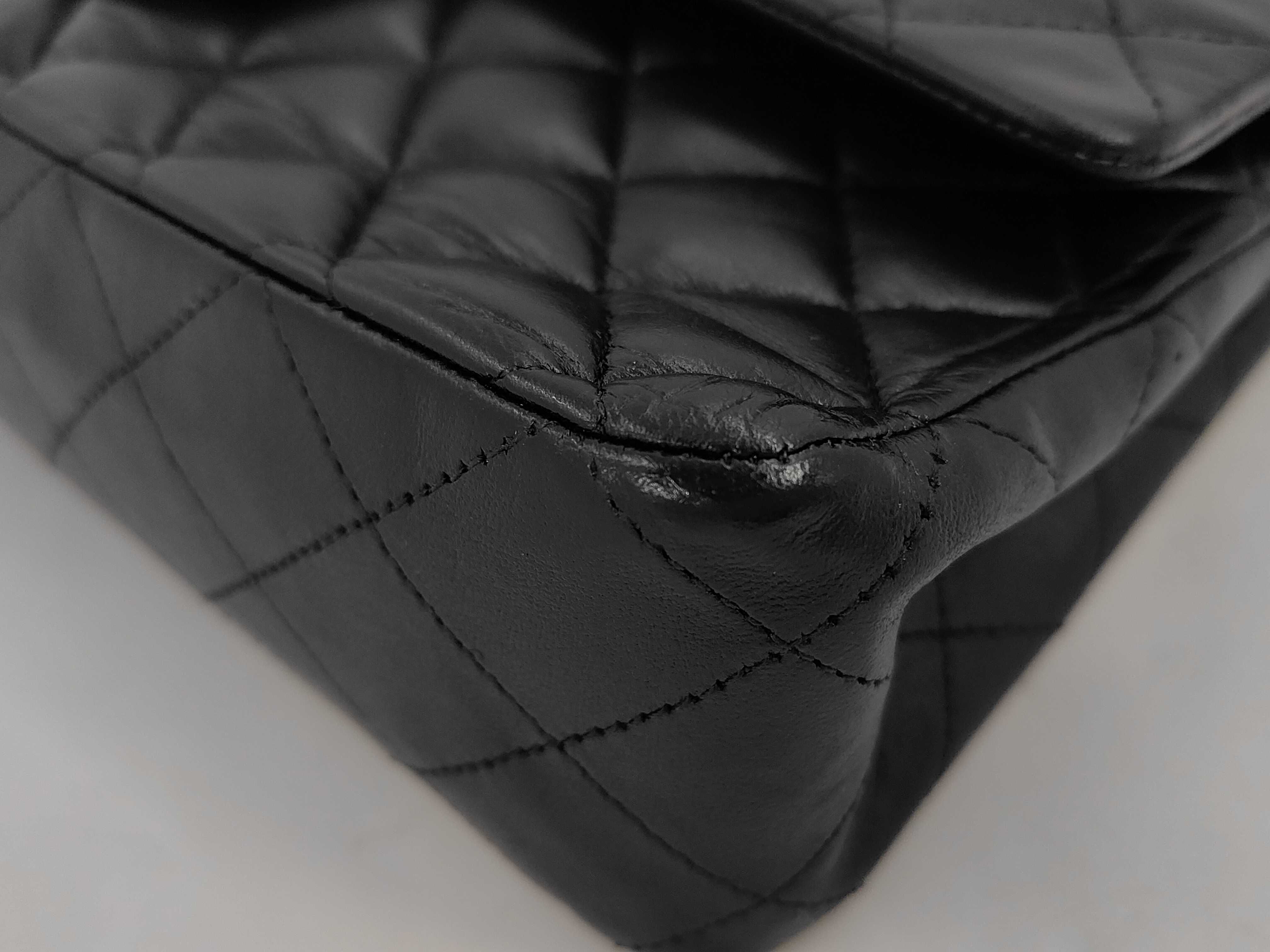 Matelassé Double Flap (CF) Medium Black Chain Shoulder Bag with Silver Hardware — view 3