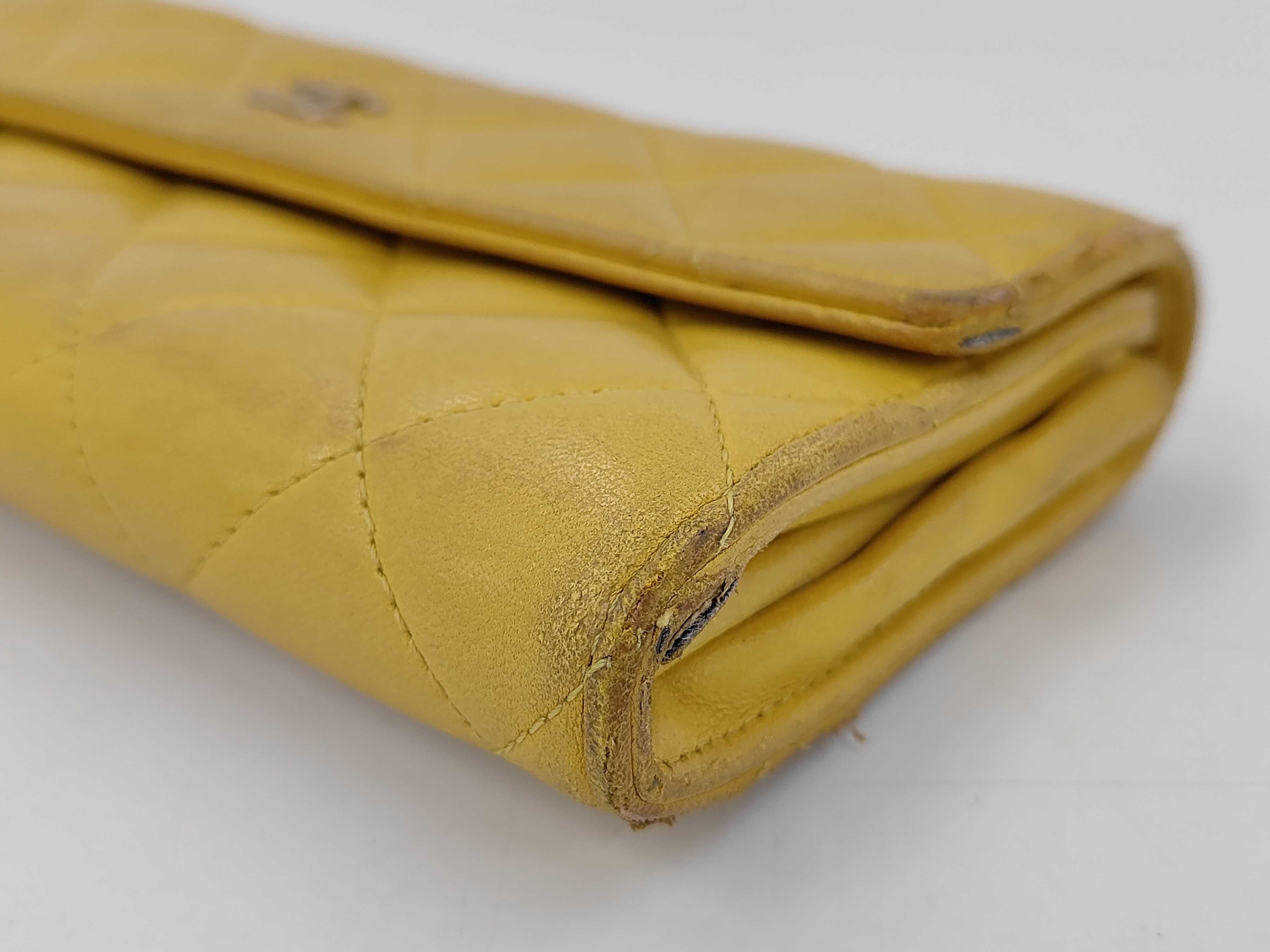 Lambskin long wallet yellow with serial sticker No. 20 wallet — view 3