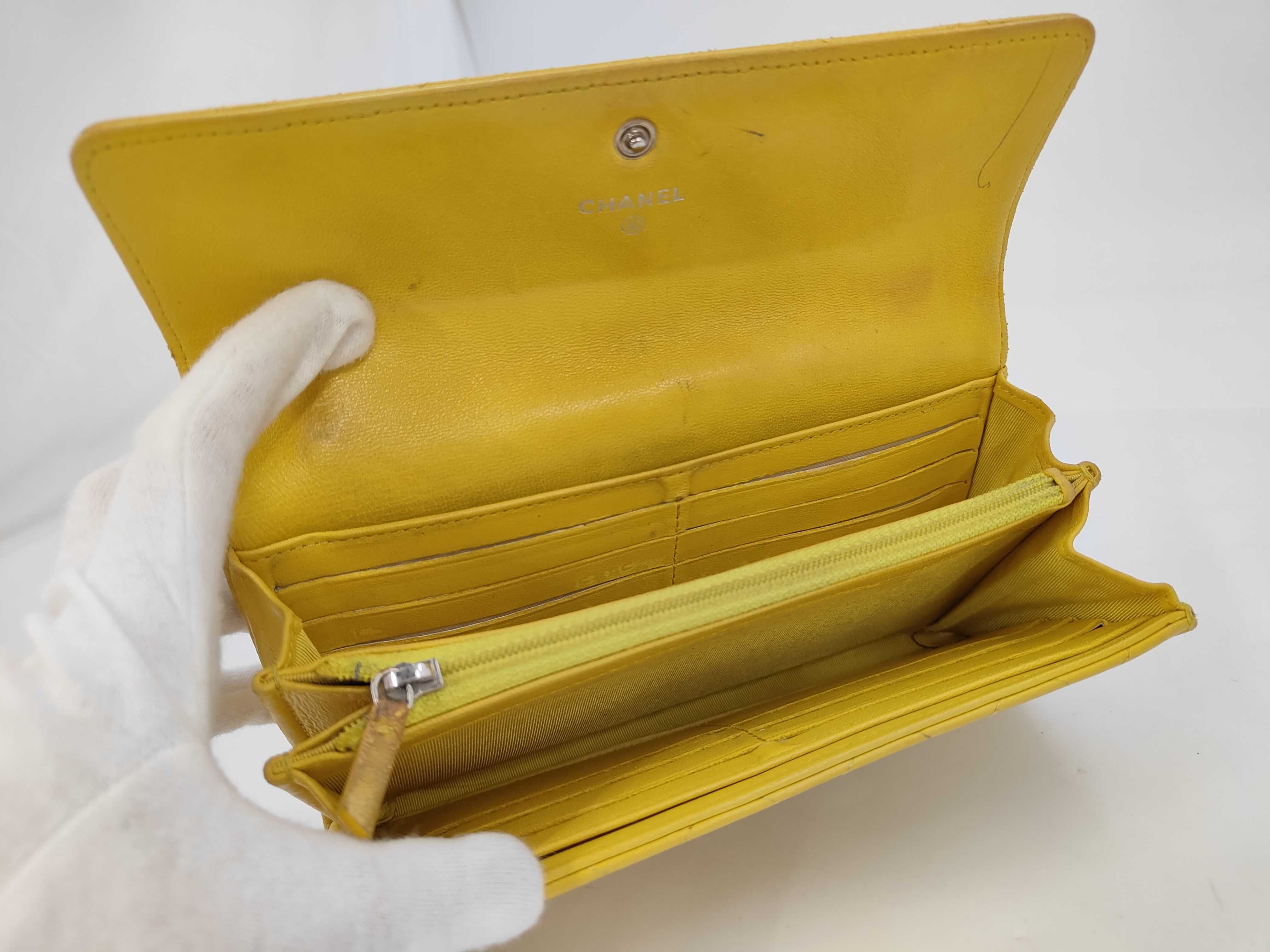 Lambskin long wallet yellow with serial sticker No. 20 wallet — view 7