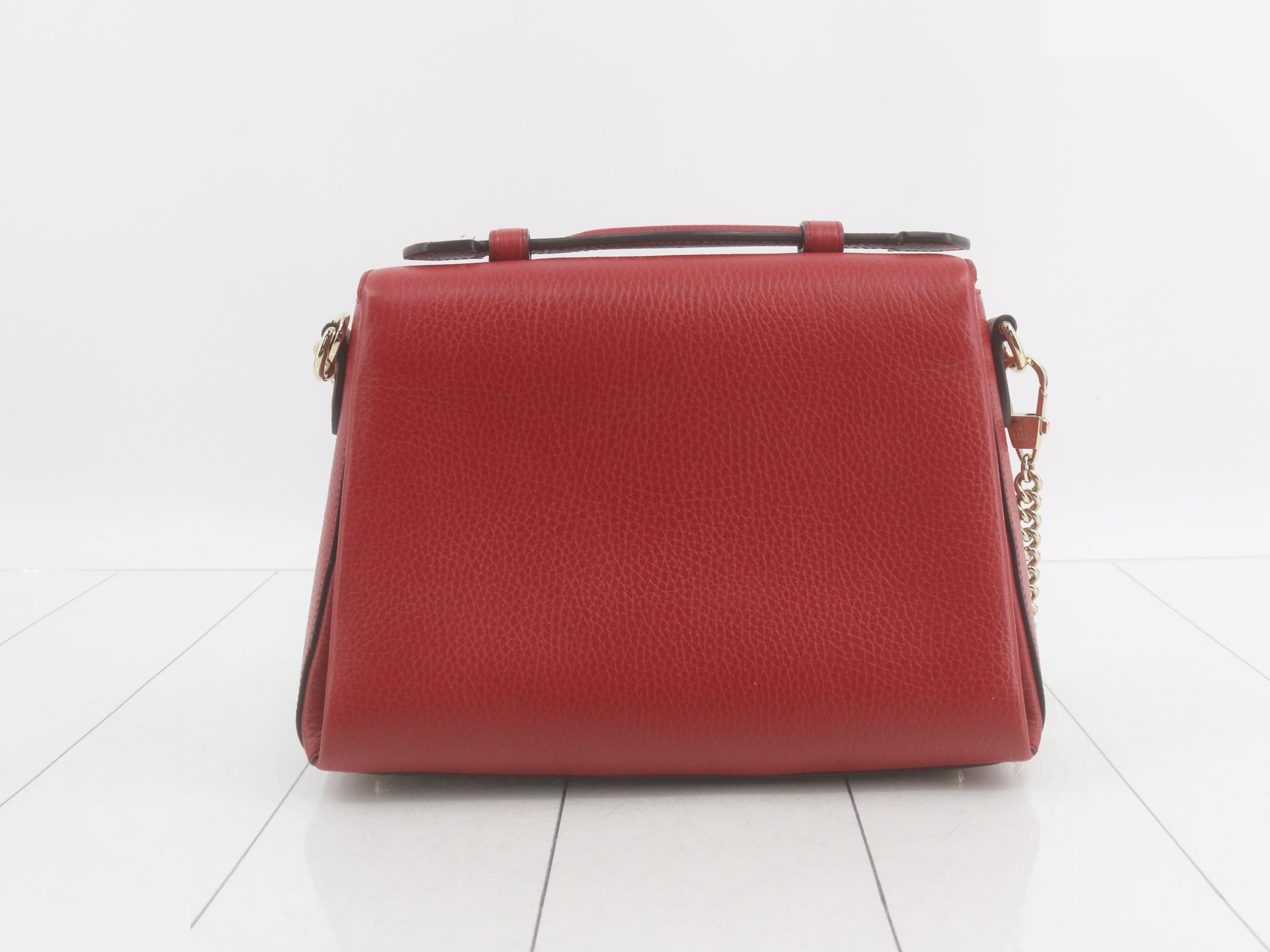 Interlocking G Leather 2-Way Chain Shoulder/Handbag, Red — view 2