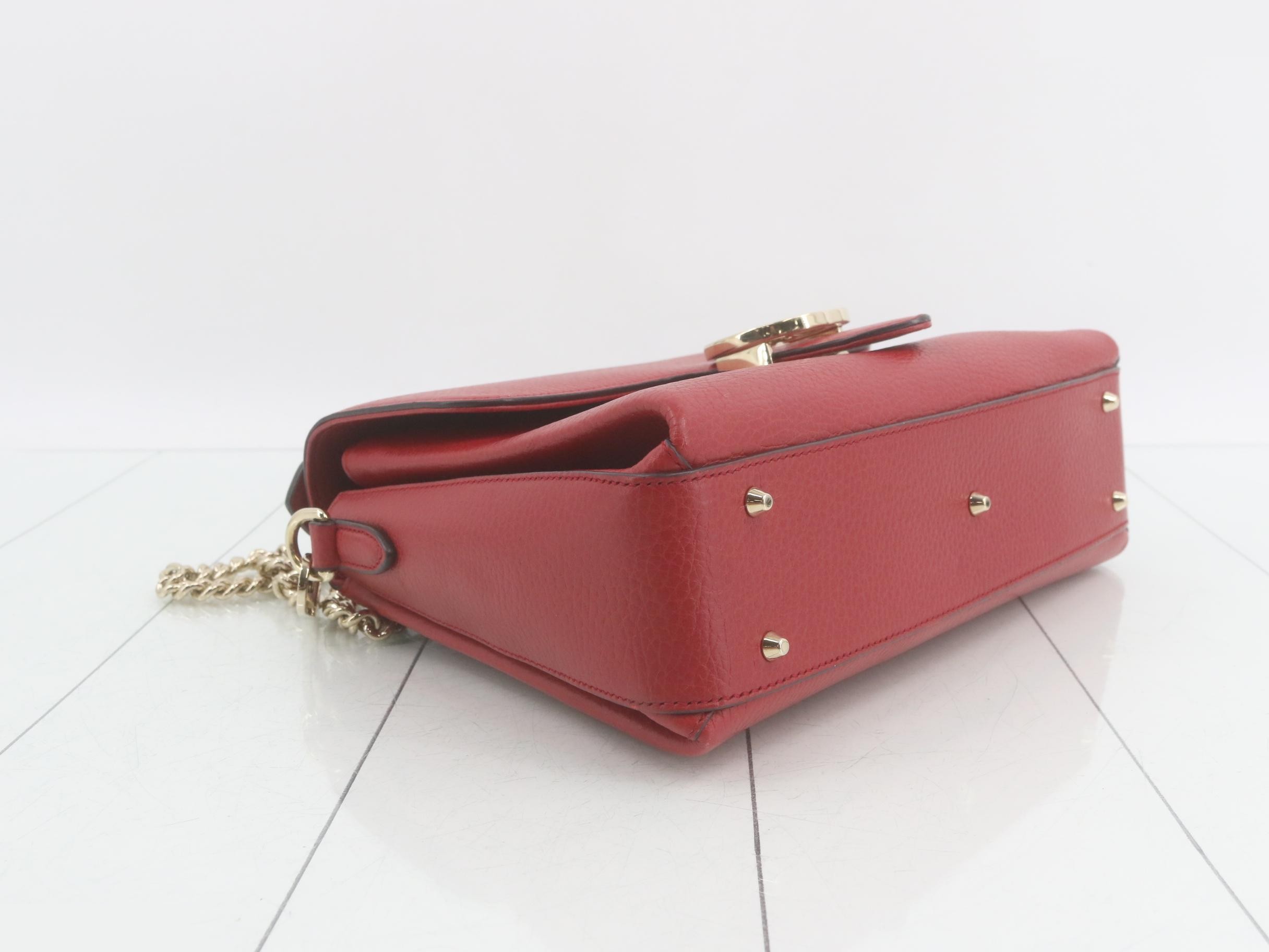 Interlocking G Leather 2-Way Chain Shoulder/Handbag, Red — view 5
