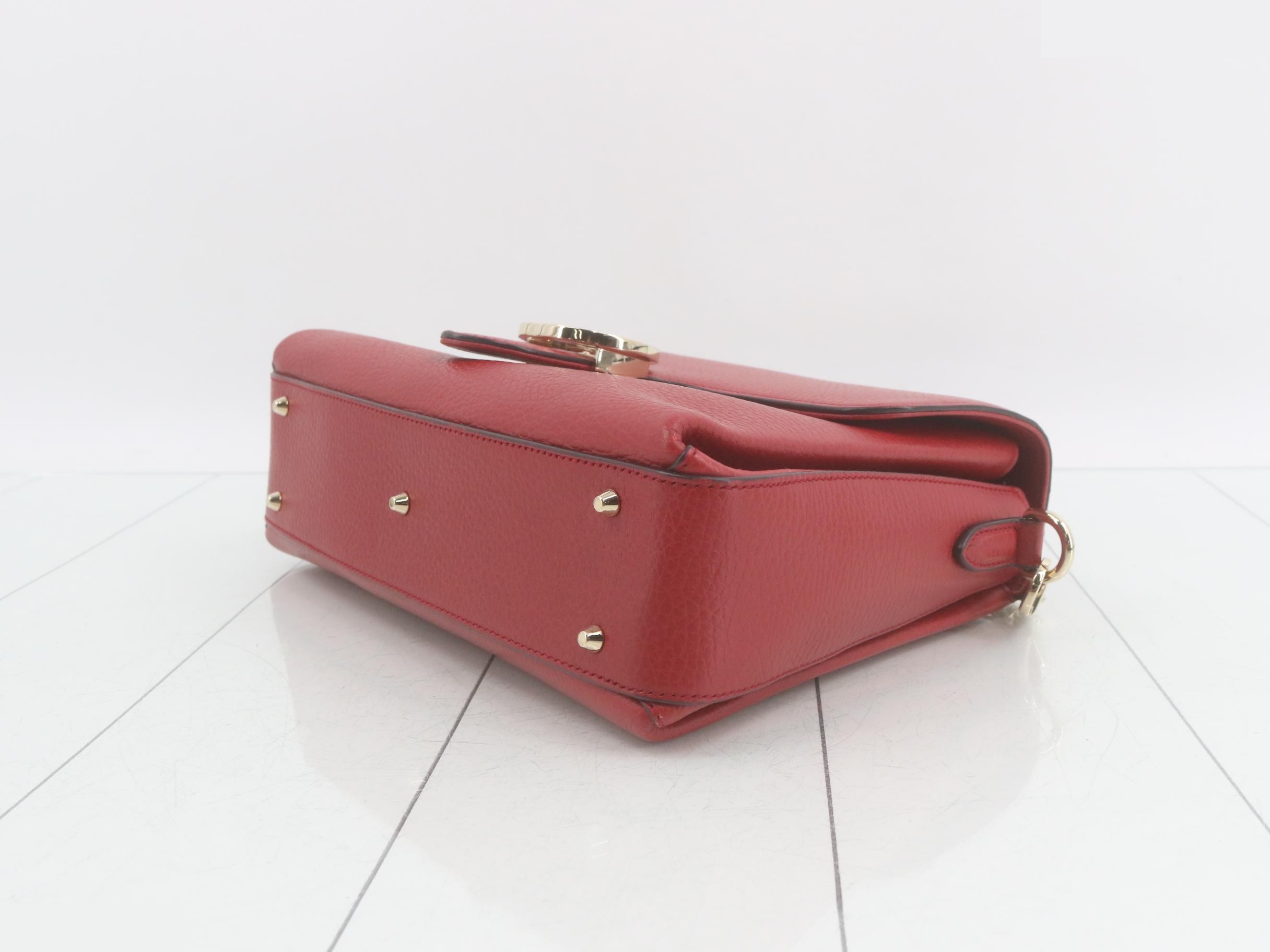 Interlocking G Leather 2-Way Chain Shoulder/Handbag, Red — view 6