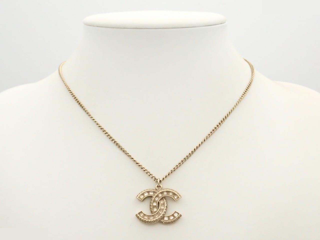 Coco Mark Square Stone Necklace, Total Length Approx. 61cm — view 3