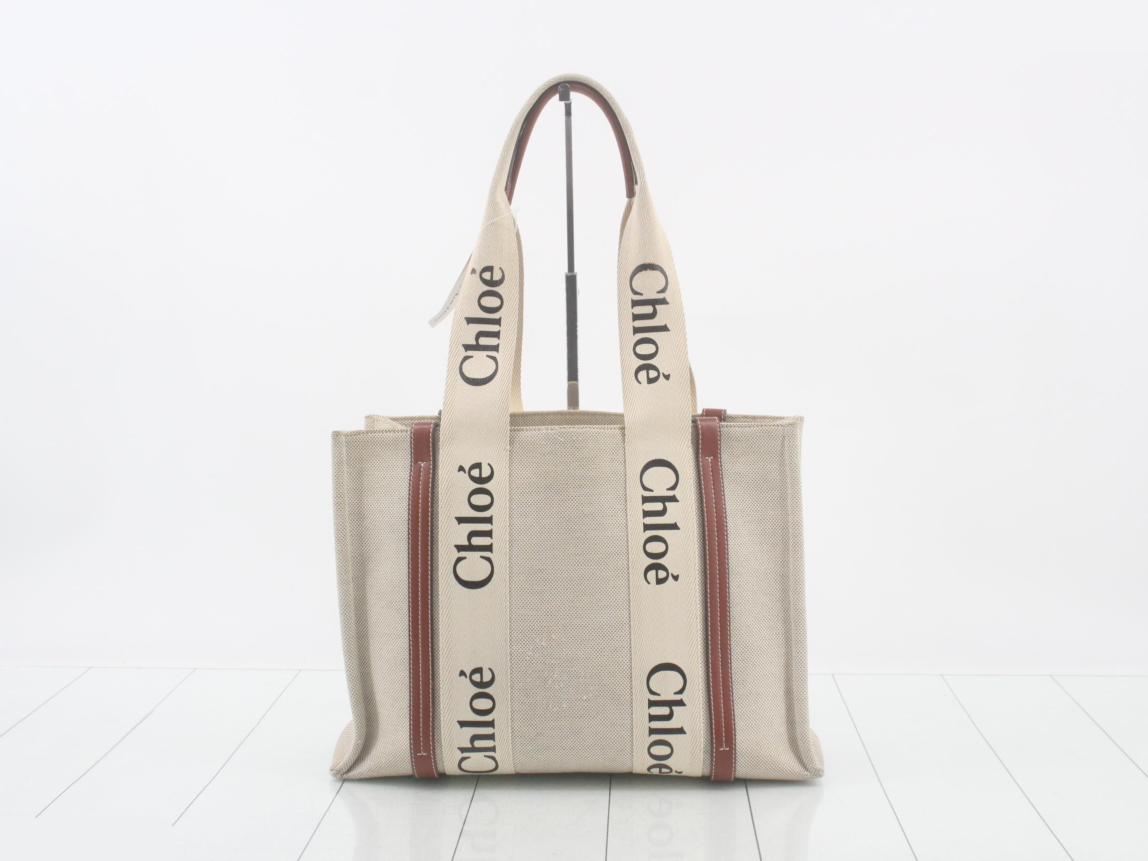 Woody Medium Canvas x Leather Tote Bag — view 2