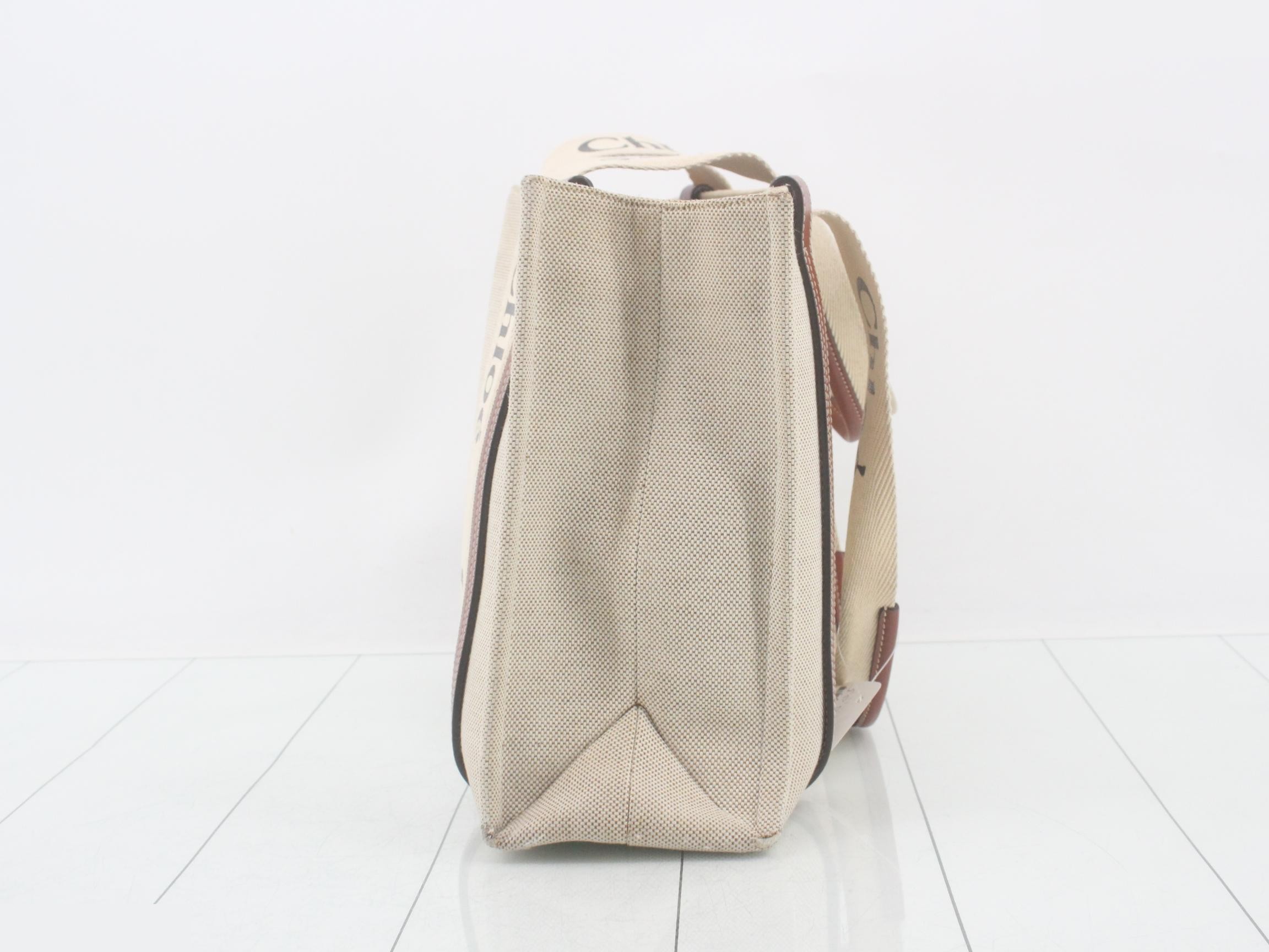 Woody Medium Canvas x Leather Tote Bag — view 3