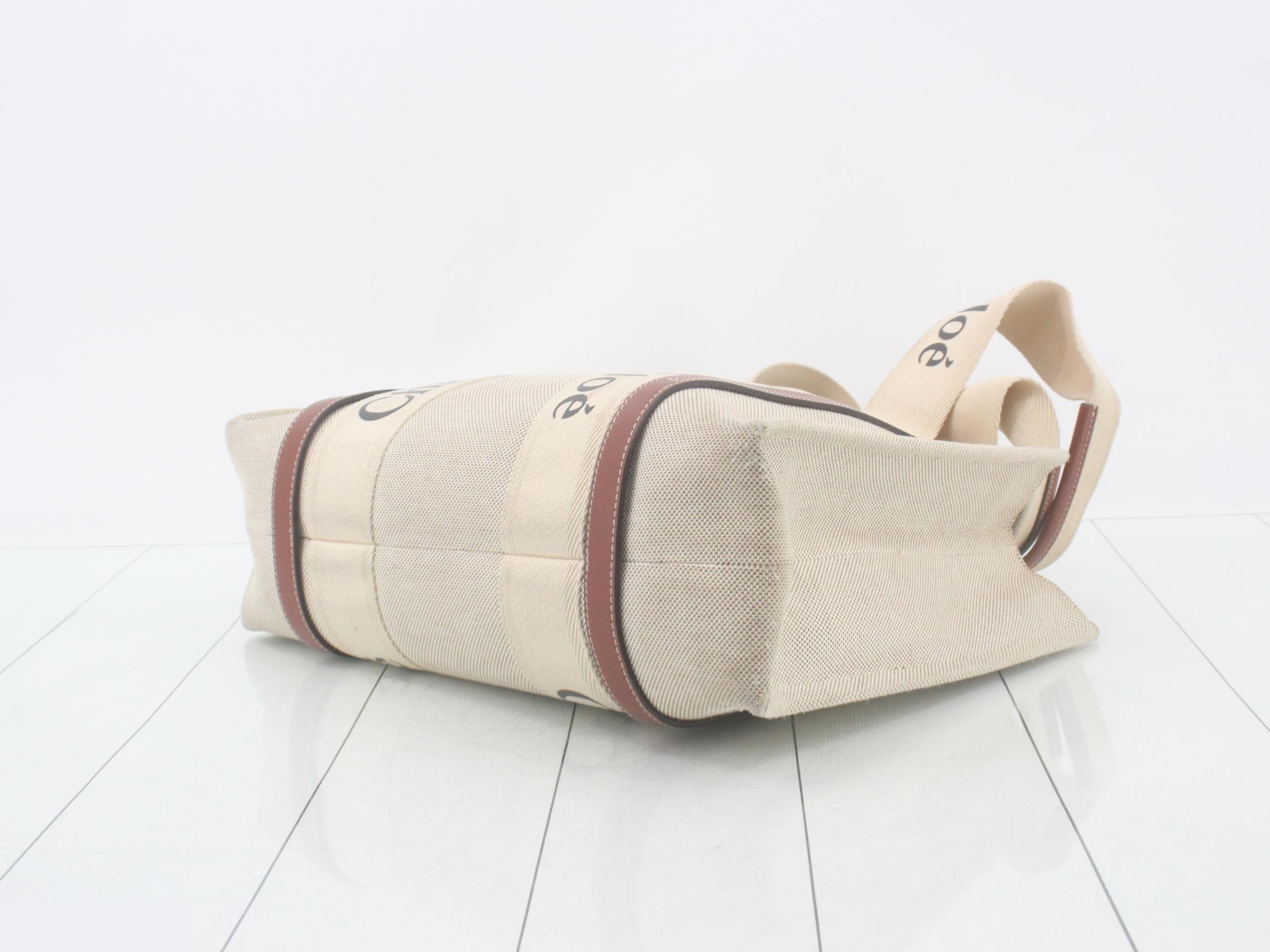 Woody Medium Canvas x Leather Tote Bag — view 6