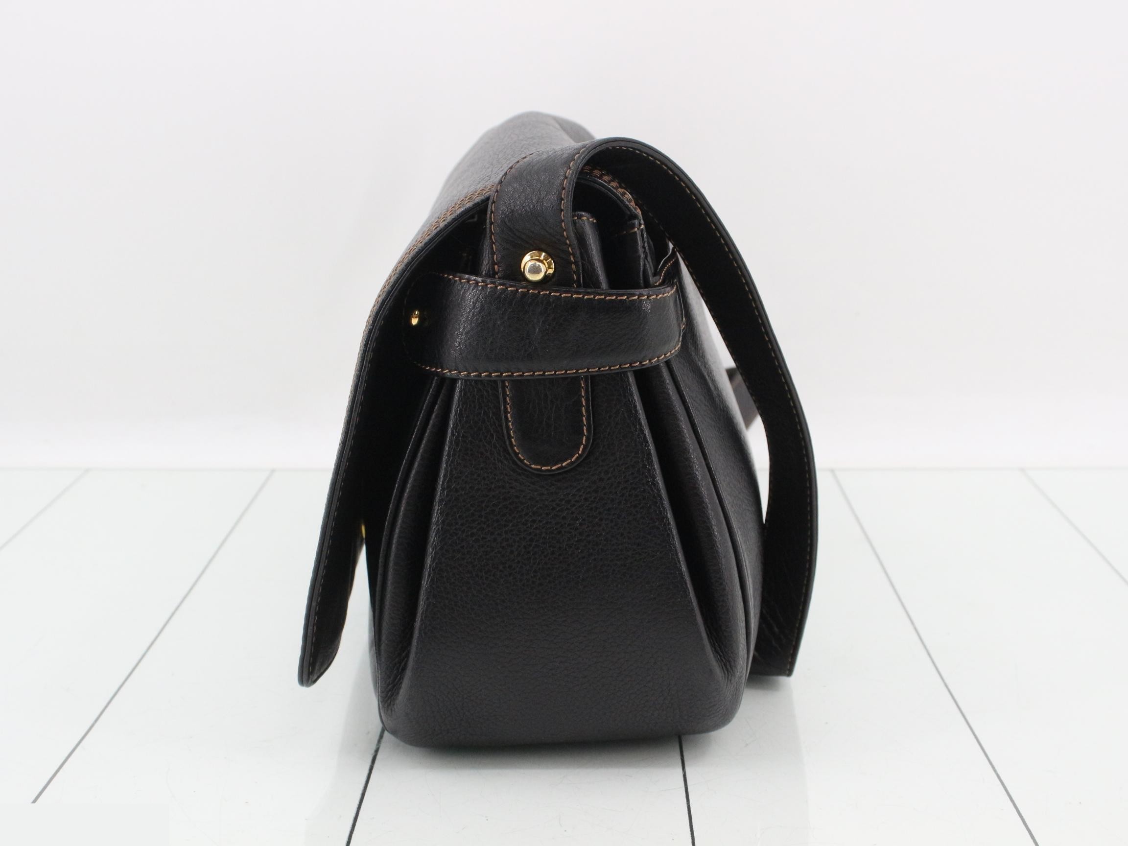 Anagram Leather Shoulder Bag, Black — view 3