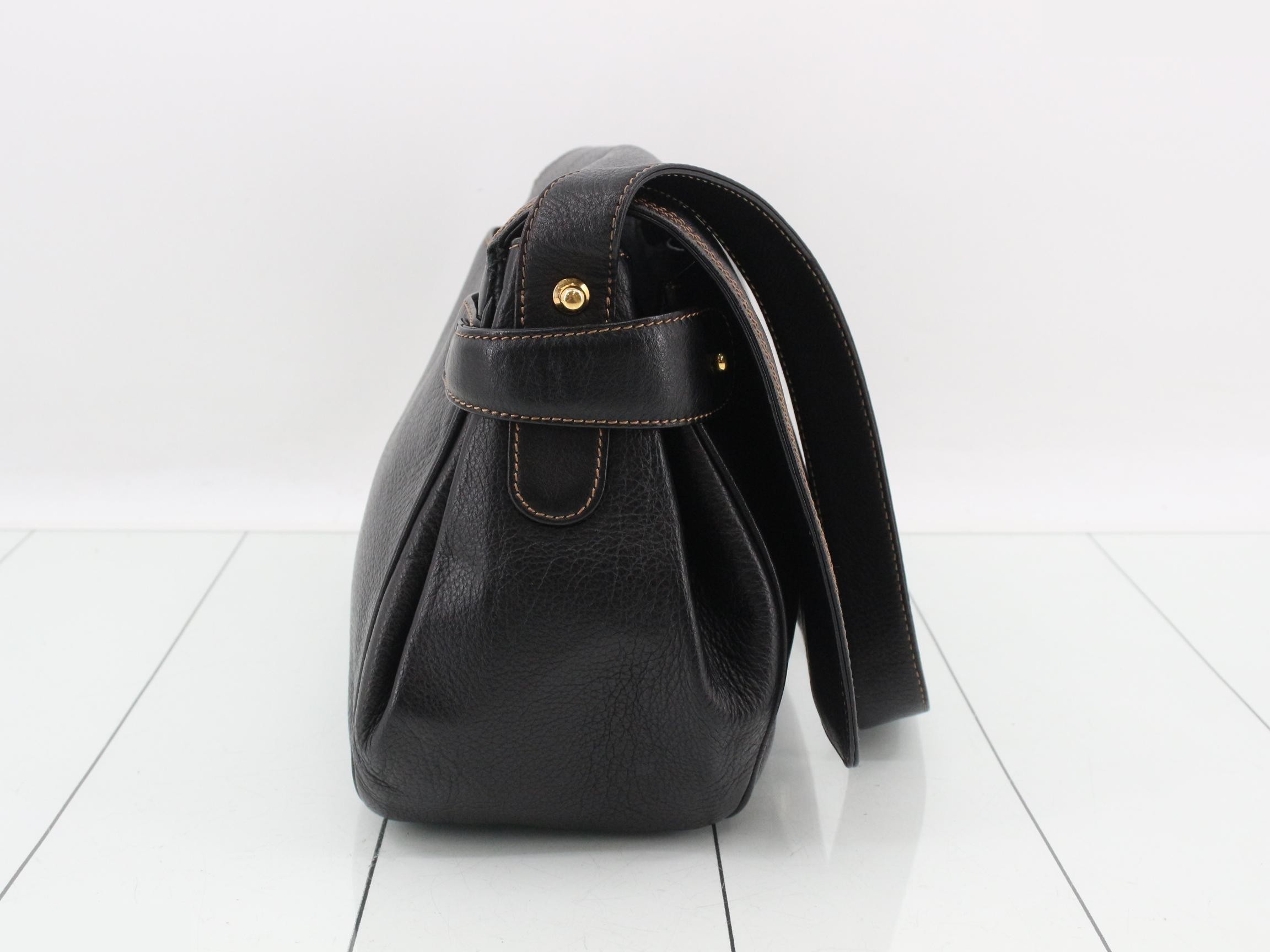 Anagram Leather Shoulder Bag, Black — view 4