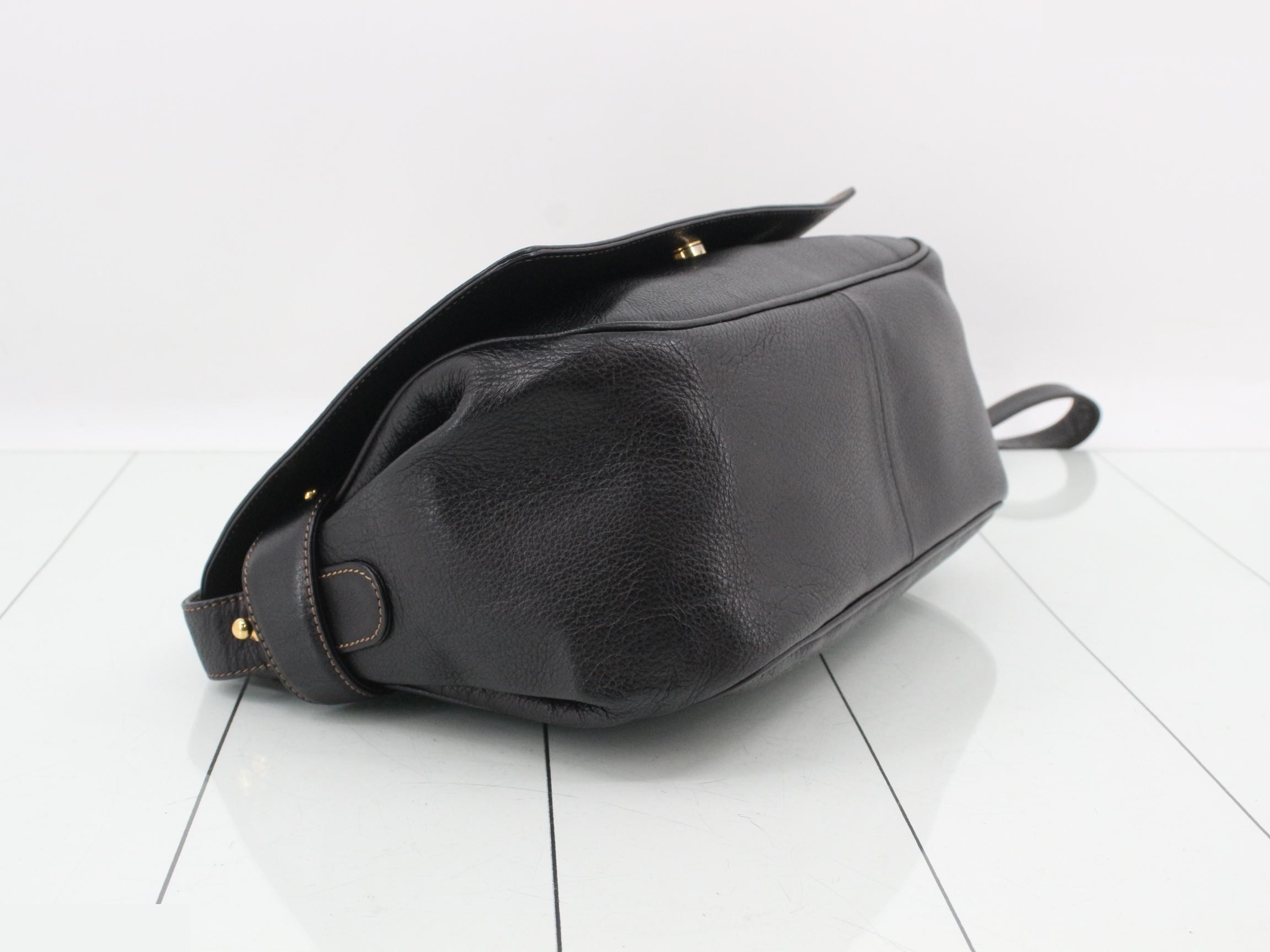 Anagram Leather Shoulder Bag, Black — view 5
