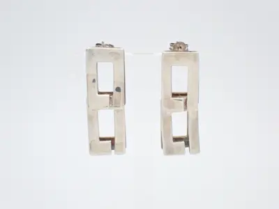 Square G Earrings, 925 Sterling Silver, 15.1g