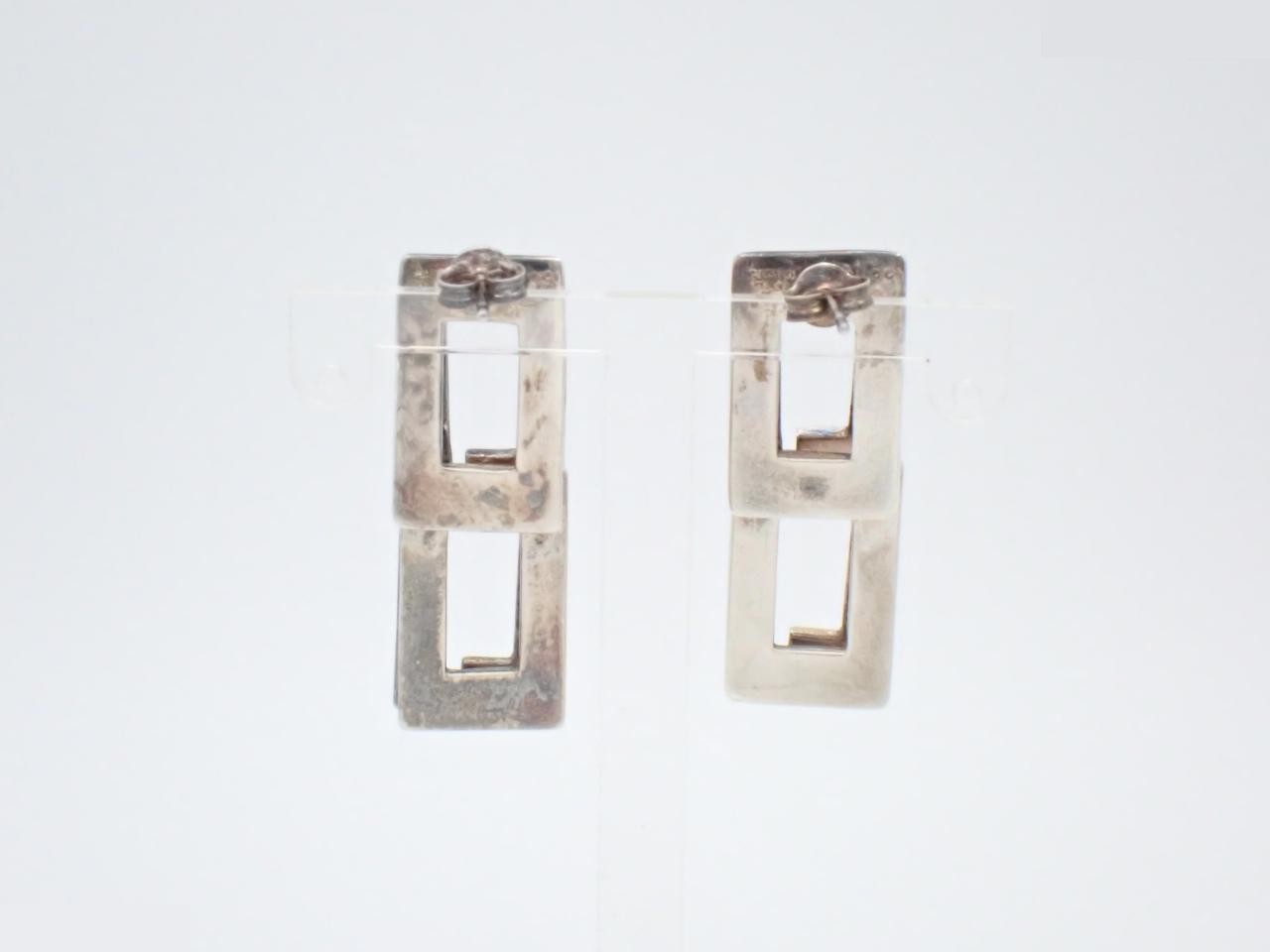 Square G Earrings, 925 Sterling Silver, 15.1g — view 2