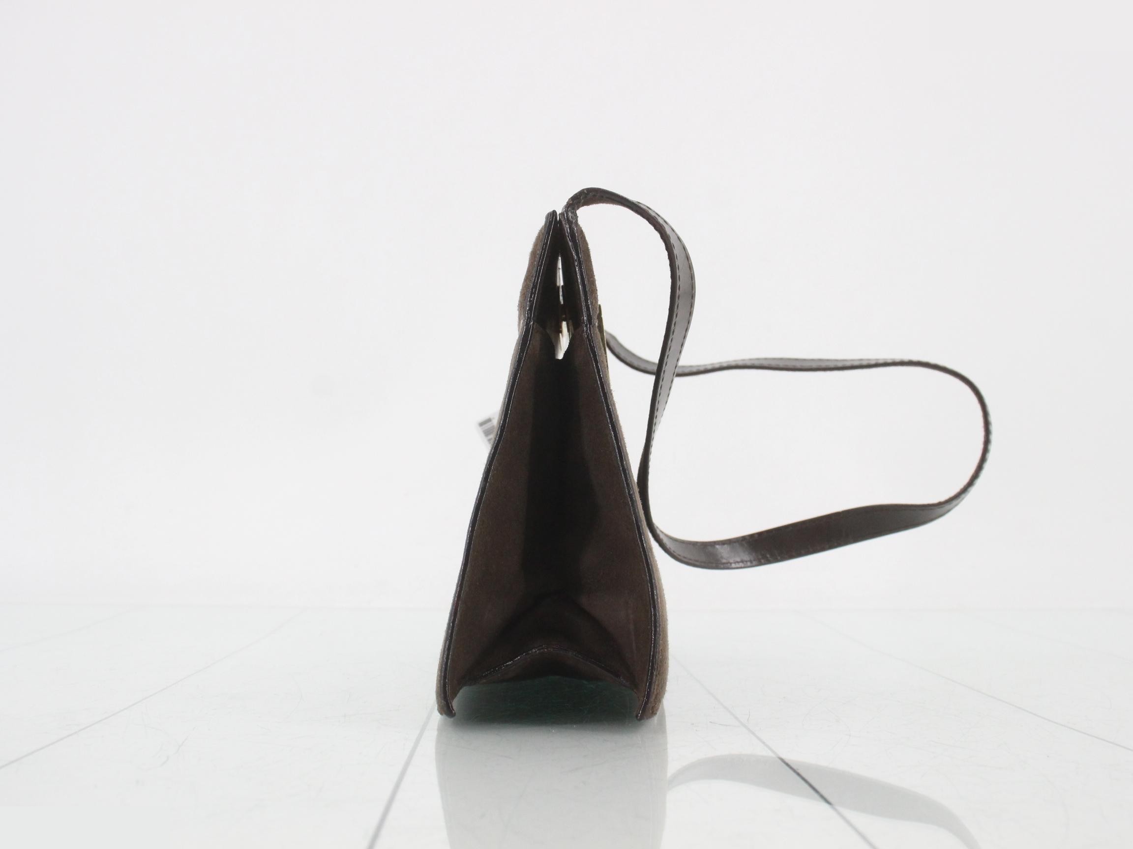 Suede, gold hardware, one-shoulder bag, brown tones — view 4