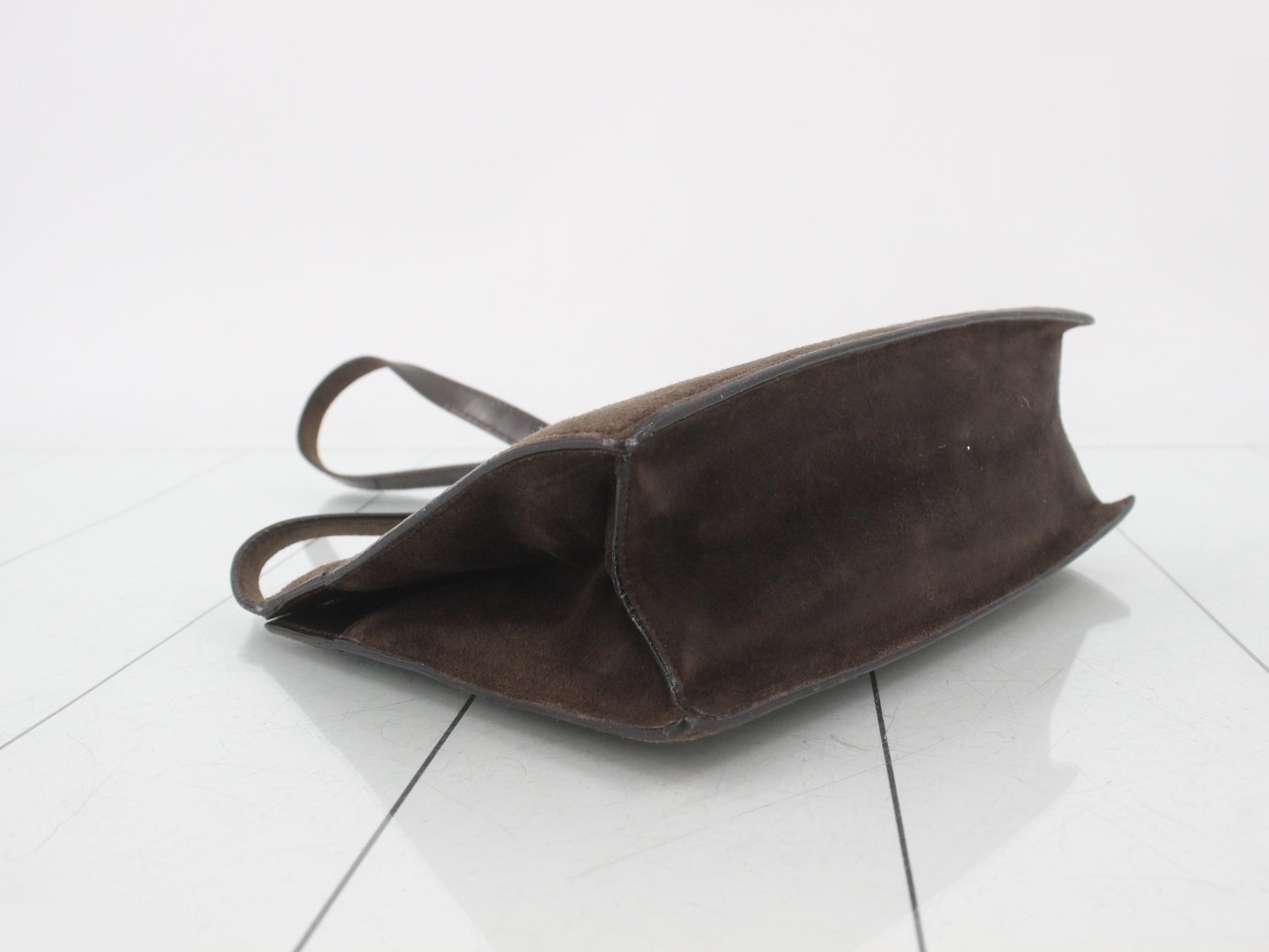 Suede, gold hardware, one-shoulder bag, brown tones — view 5