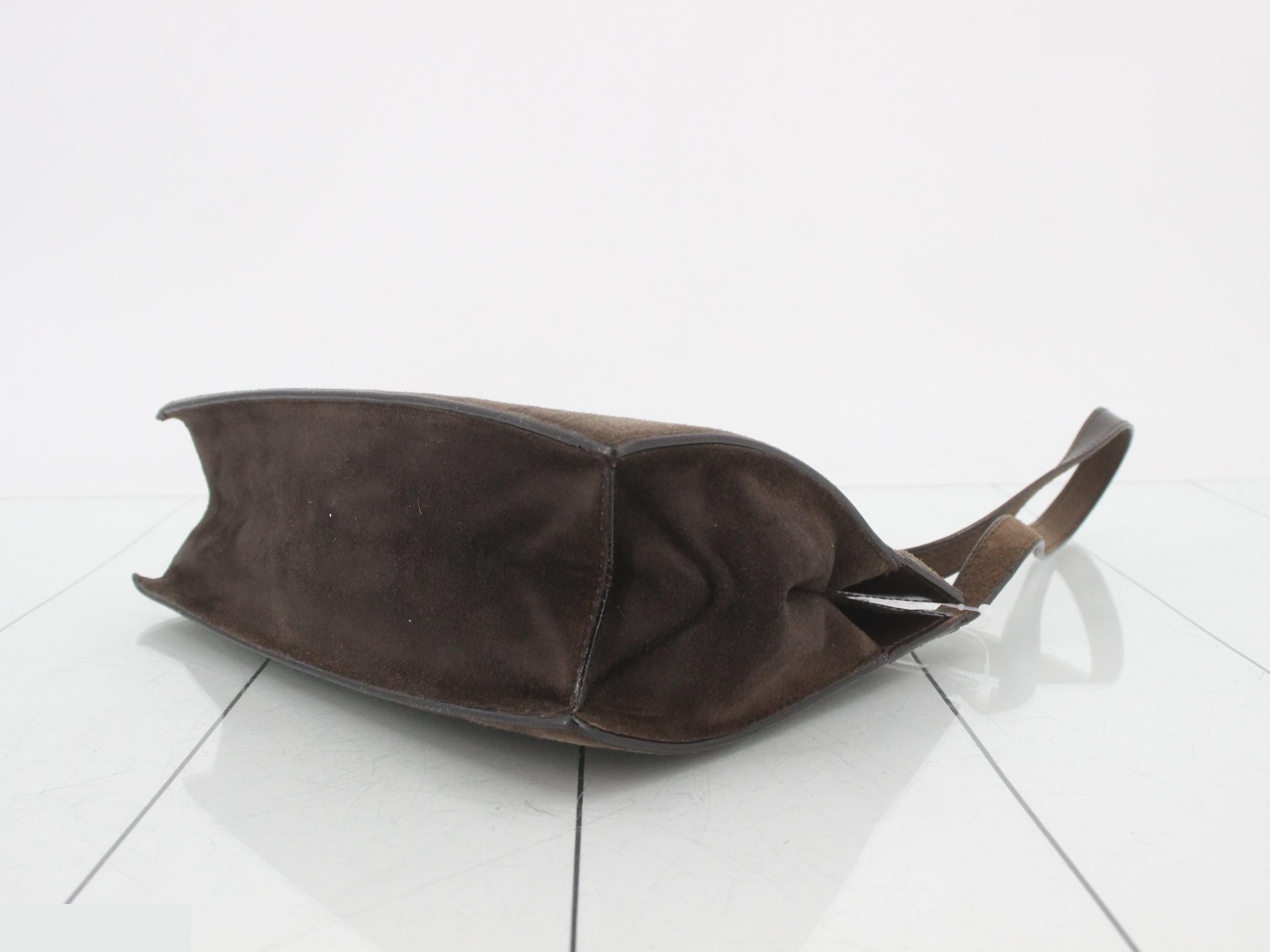 Suede, gold hardware, one-shoulder bag, brown tones — view 6
